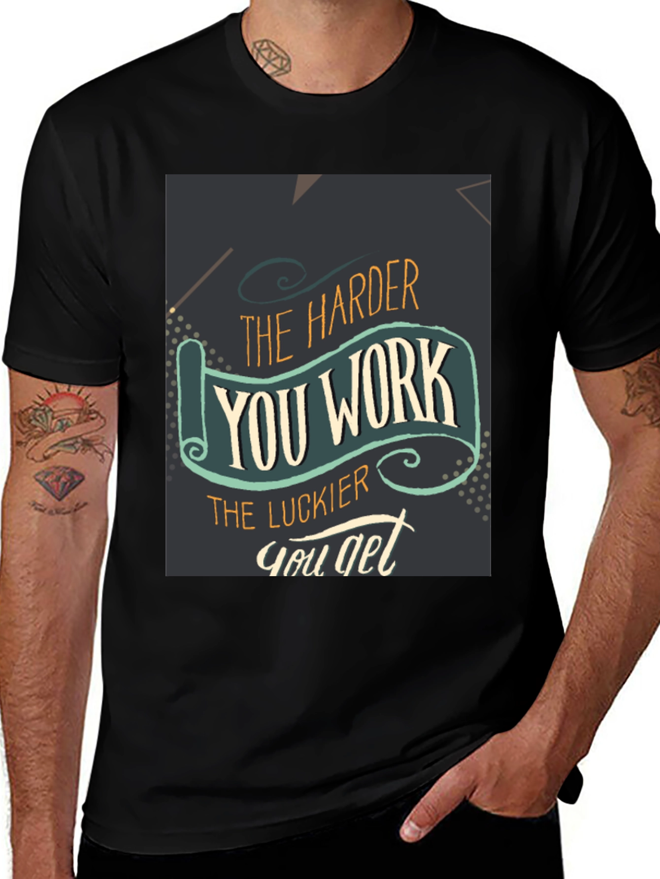 Variant 14 of Motivational T-Shirt - Work Hard Get Lucky