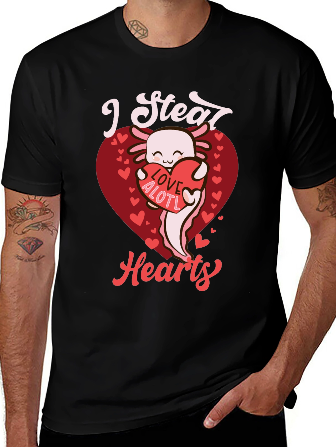 Variant 13 of I Steal Hearts Axolotl Valentine's Day Graphic Tee