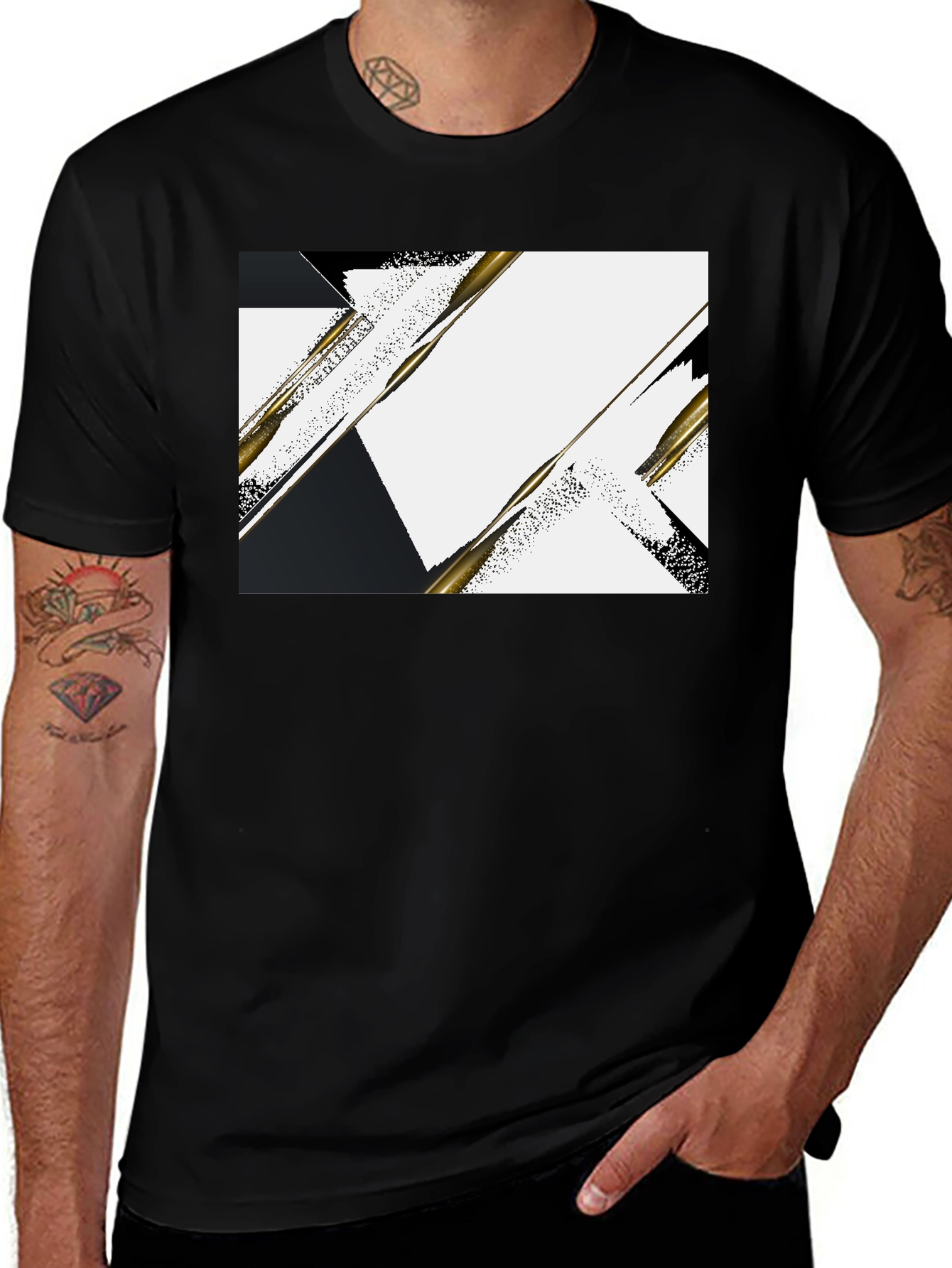 Variant 30 of Abstract Geometric Graphic Black T-Shirt