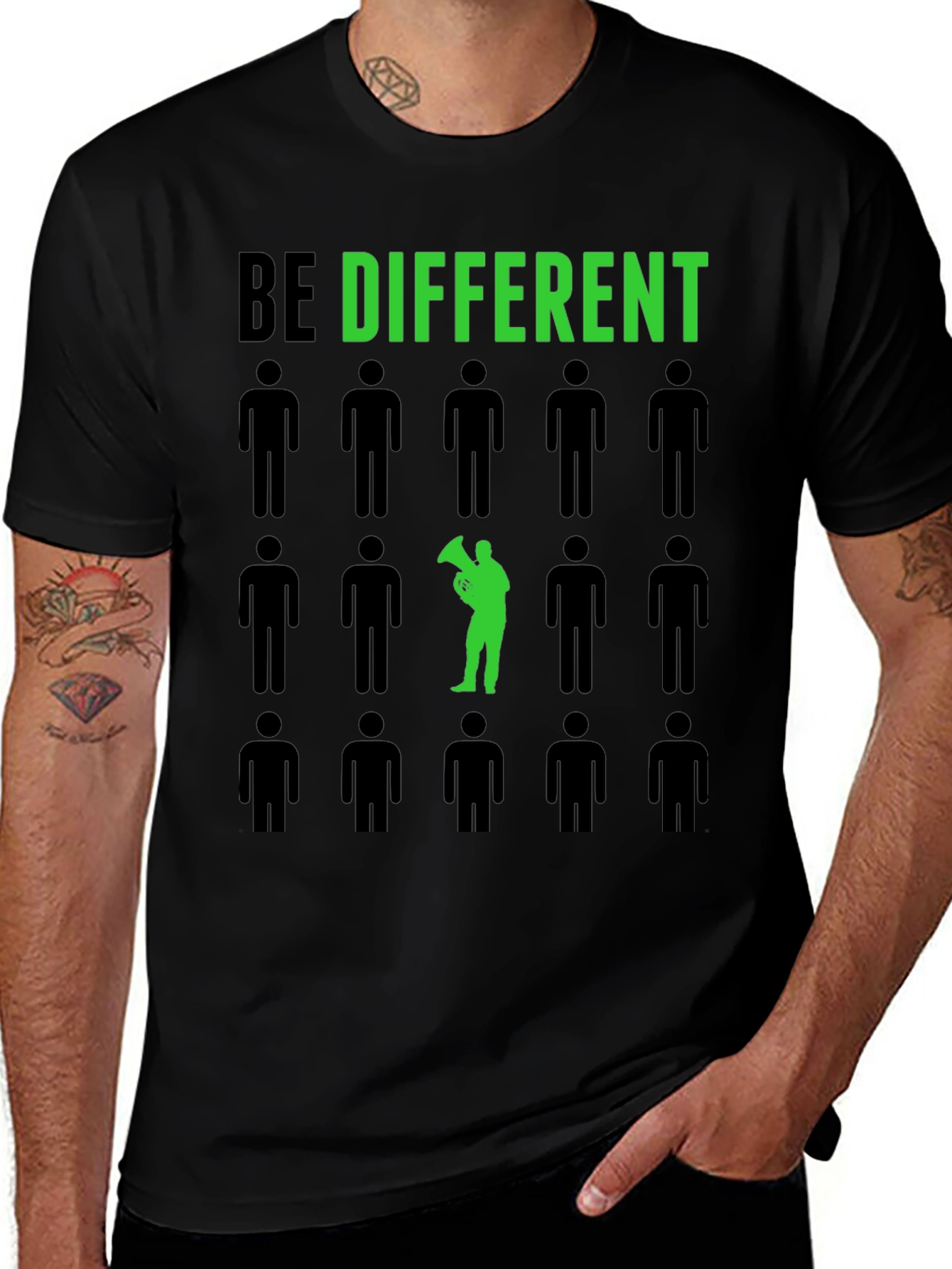 Variant 28 of Be Different T-Shirt - Unique Green Design