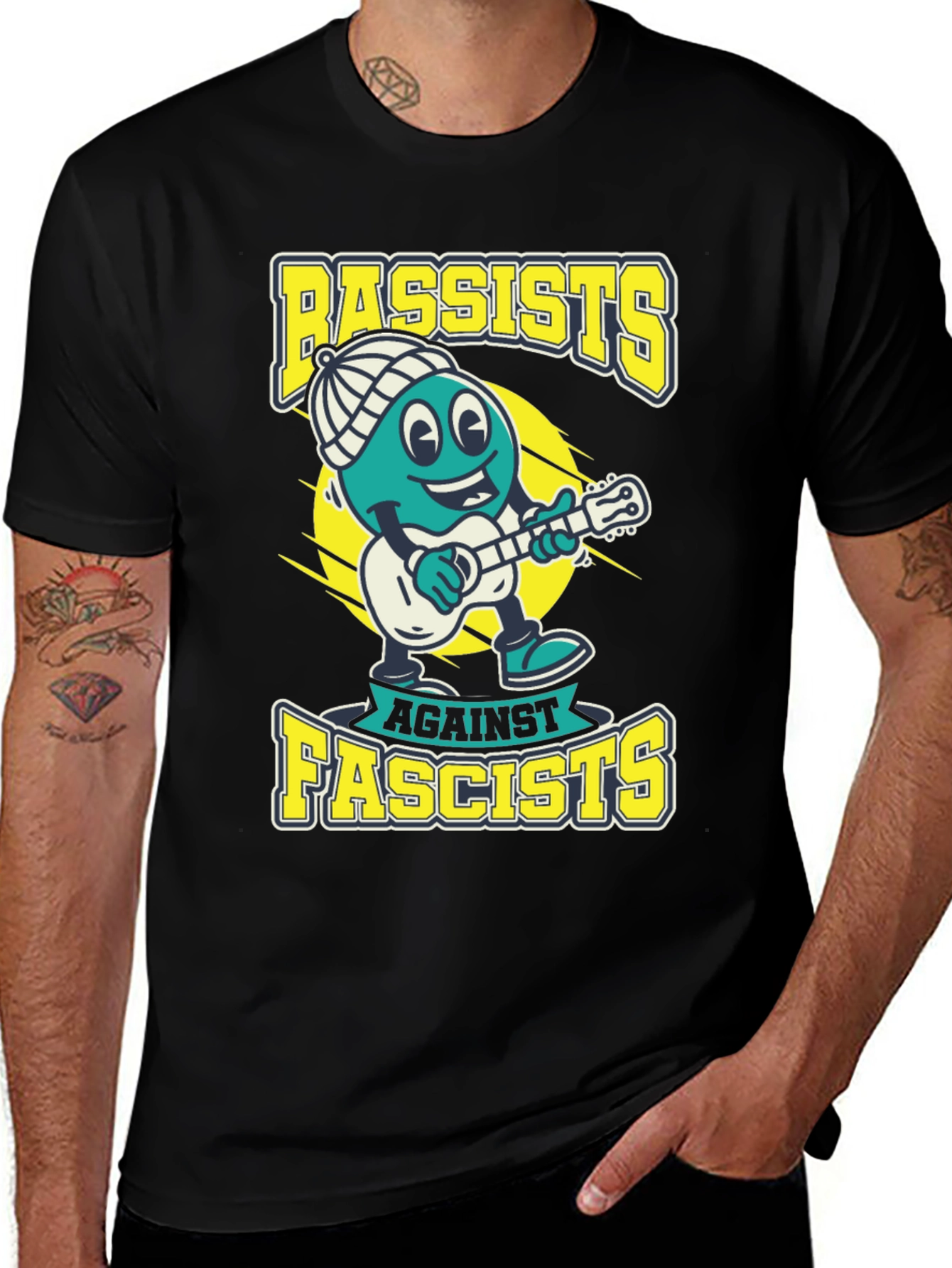 Variant 10 of Bassists Against Fascists Graphic Tee - Political Statement T-Shirt