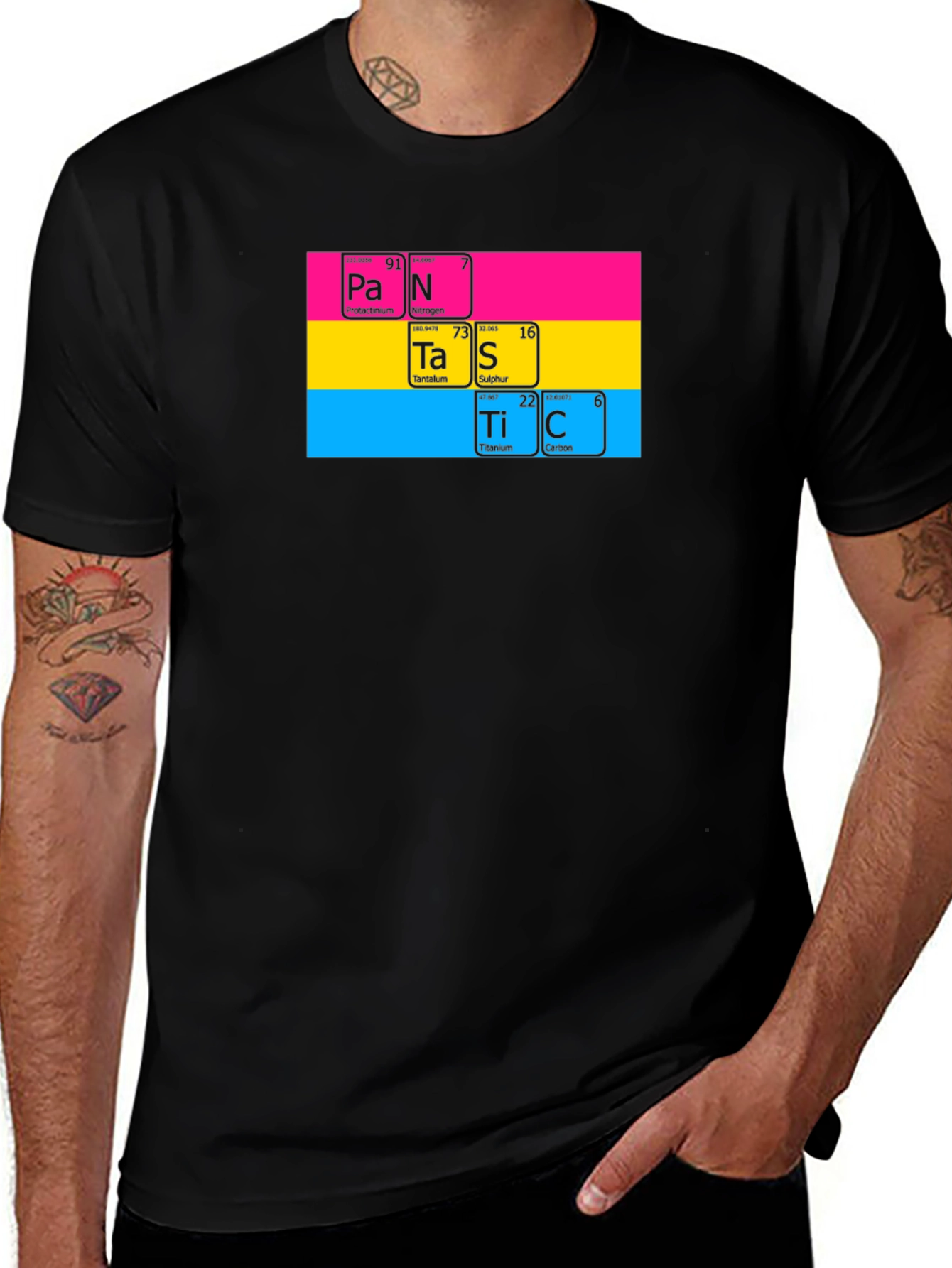 Pansexual Pride Periodic Table Black T-Shirt