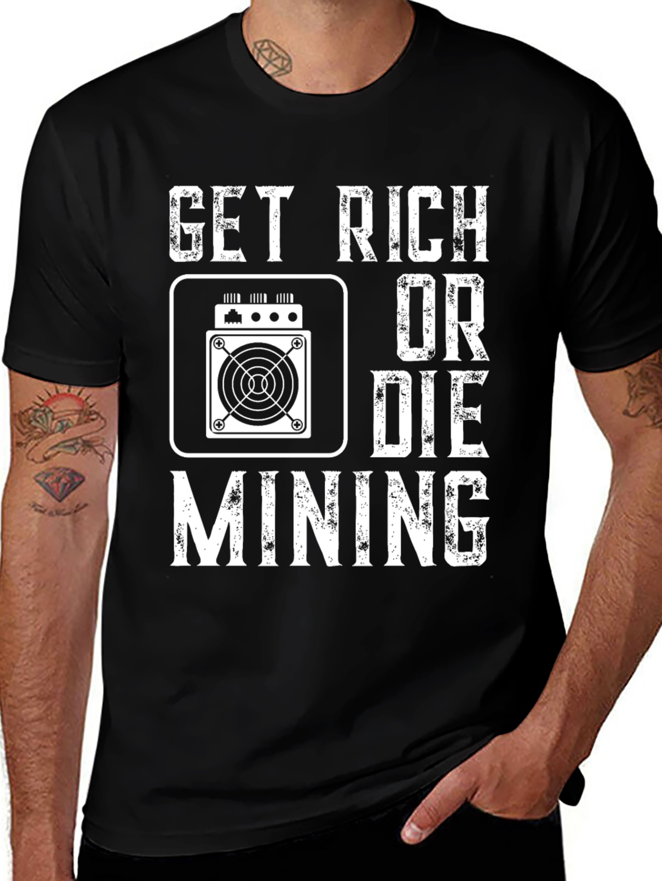 Black Get Rich or Die Mining Black T-Shirt main image