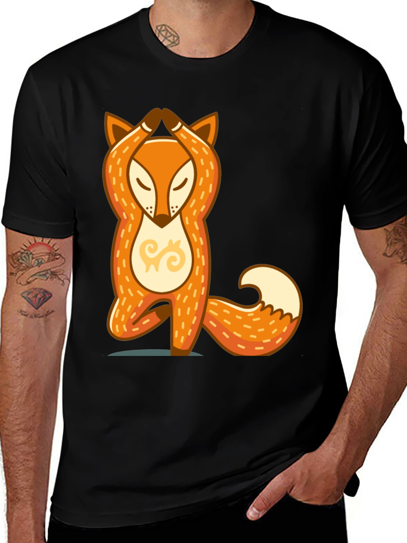 Variant 9 of Yoga Fox Graphic T-Shirt - Meditating Animal Tee
