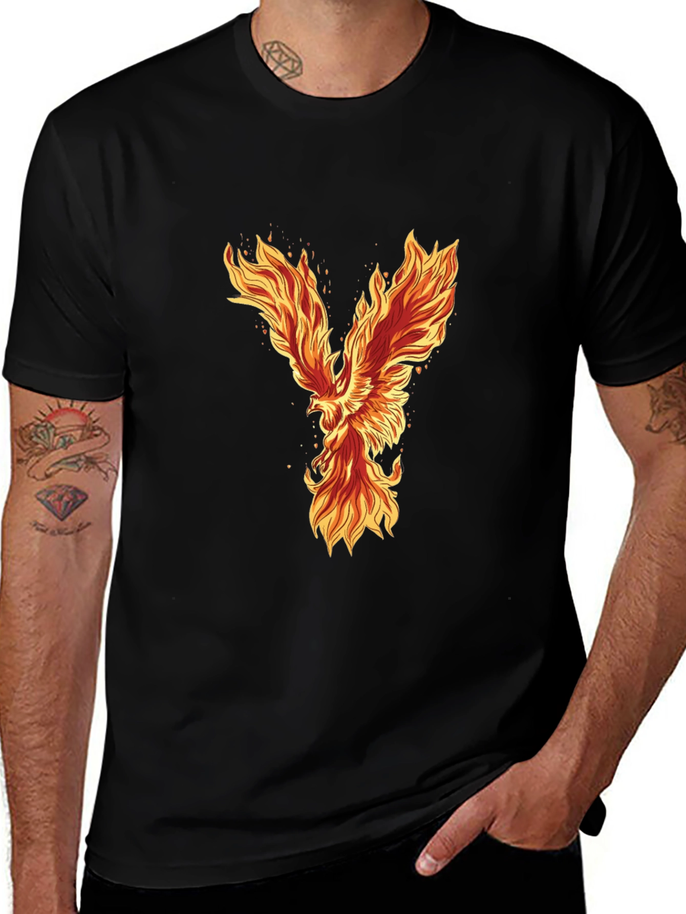 Variant 20 of Fiery Phoenix Graphic Tee - Bold Black T-Shirt