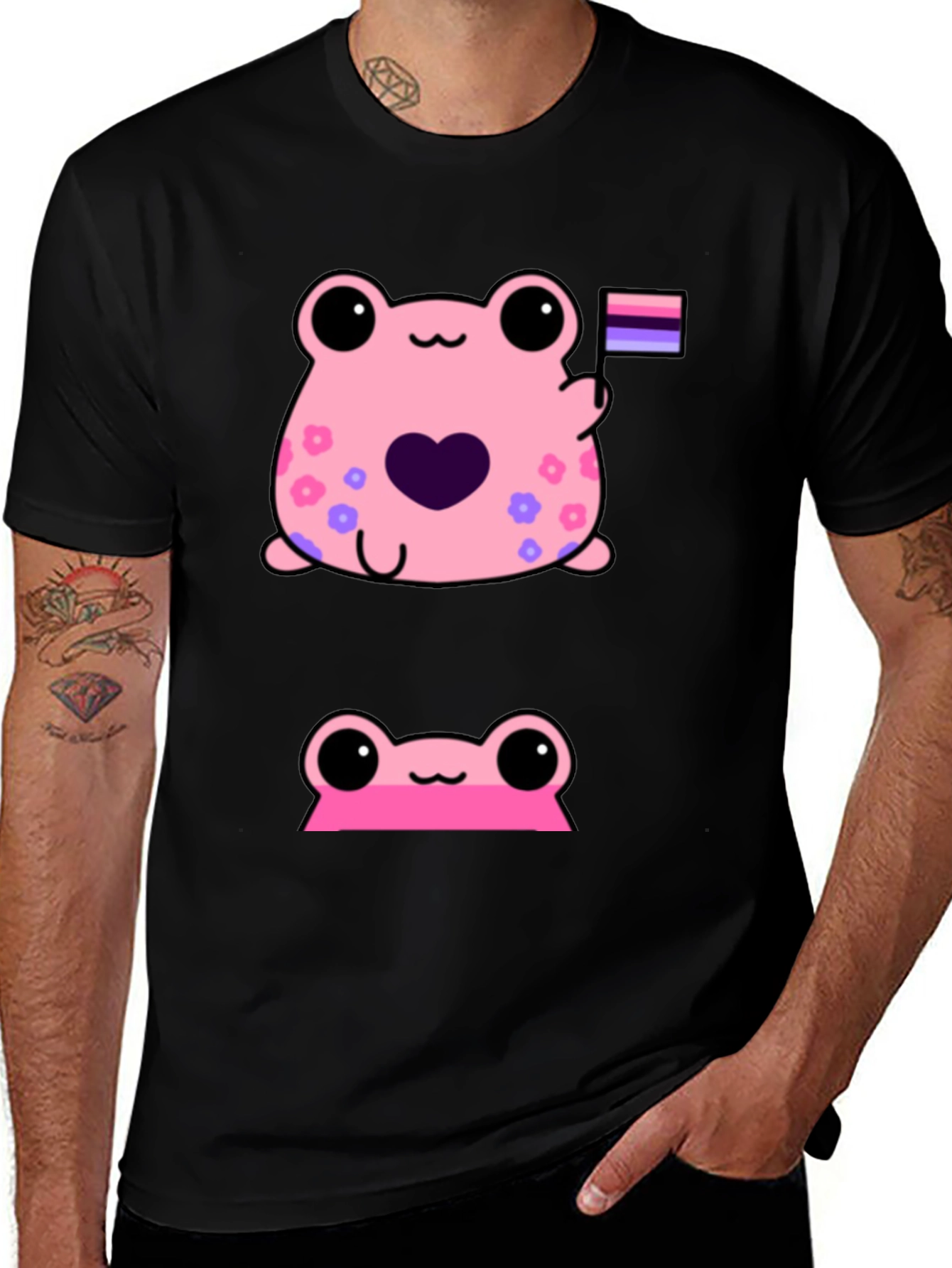 Cute Pink Frog Graphic Tee