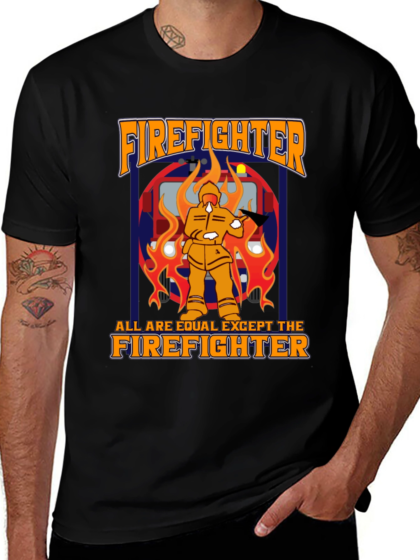Variant 22 of Firefighter Graphic Tee - All Are Equal Except...