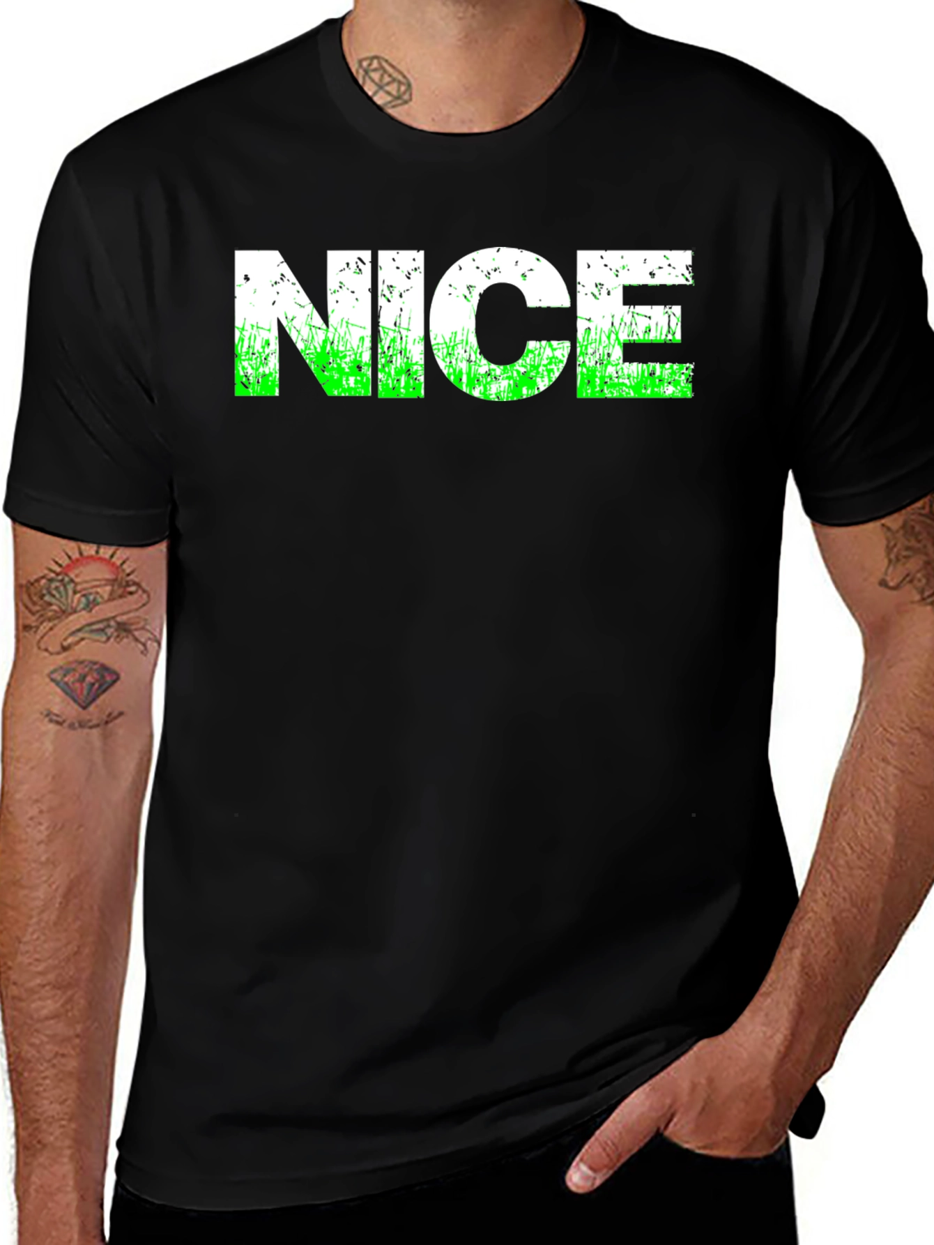 Black NICE Graphic Tee - Black Cotton T-Shirt main image