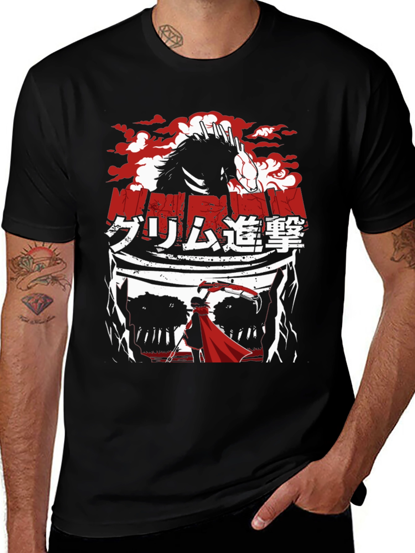 Variant 29 of Anime-Style Graphic T-Shirt - Grim Assault
