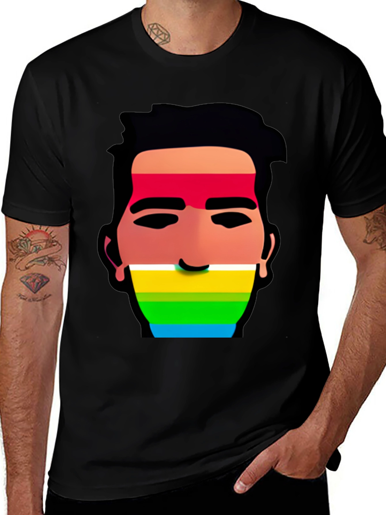 Black Rainbow Face Graphic Tee main image