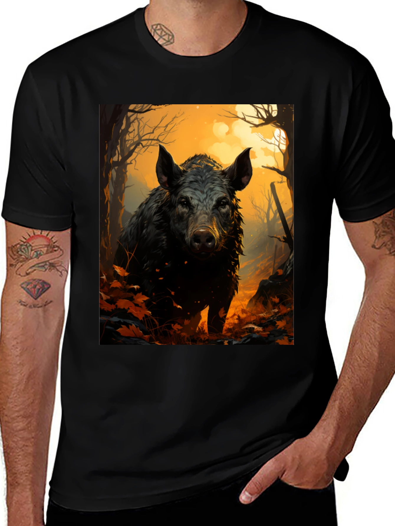 Variant 13 of Wild Boar Forest Graphic Tee