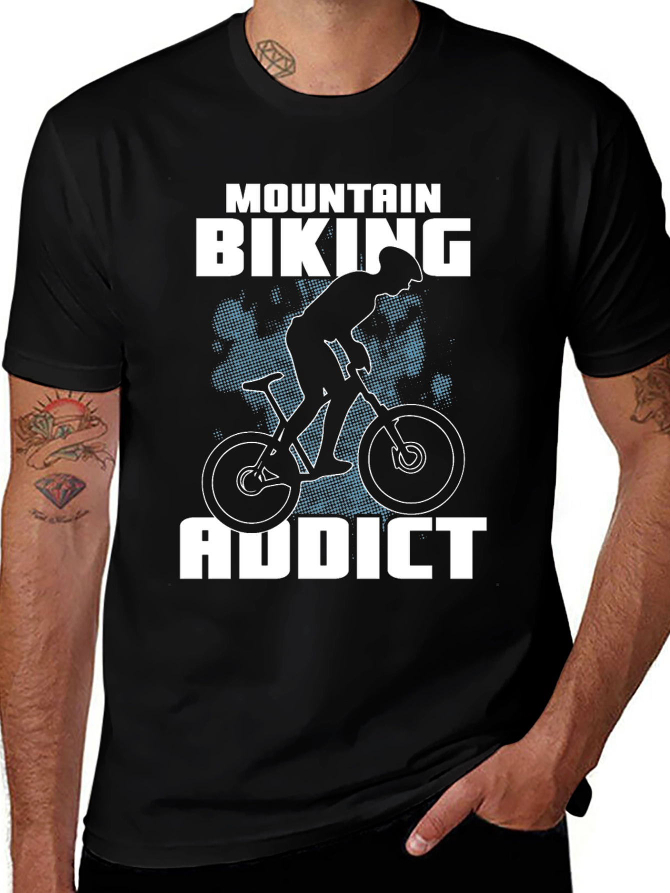 Variant 4 of Mountain Biking Addict T-Shirt - Black