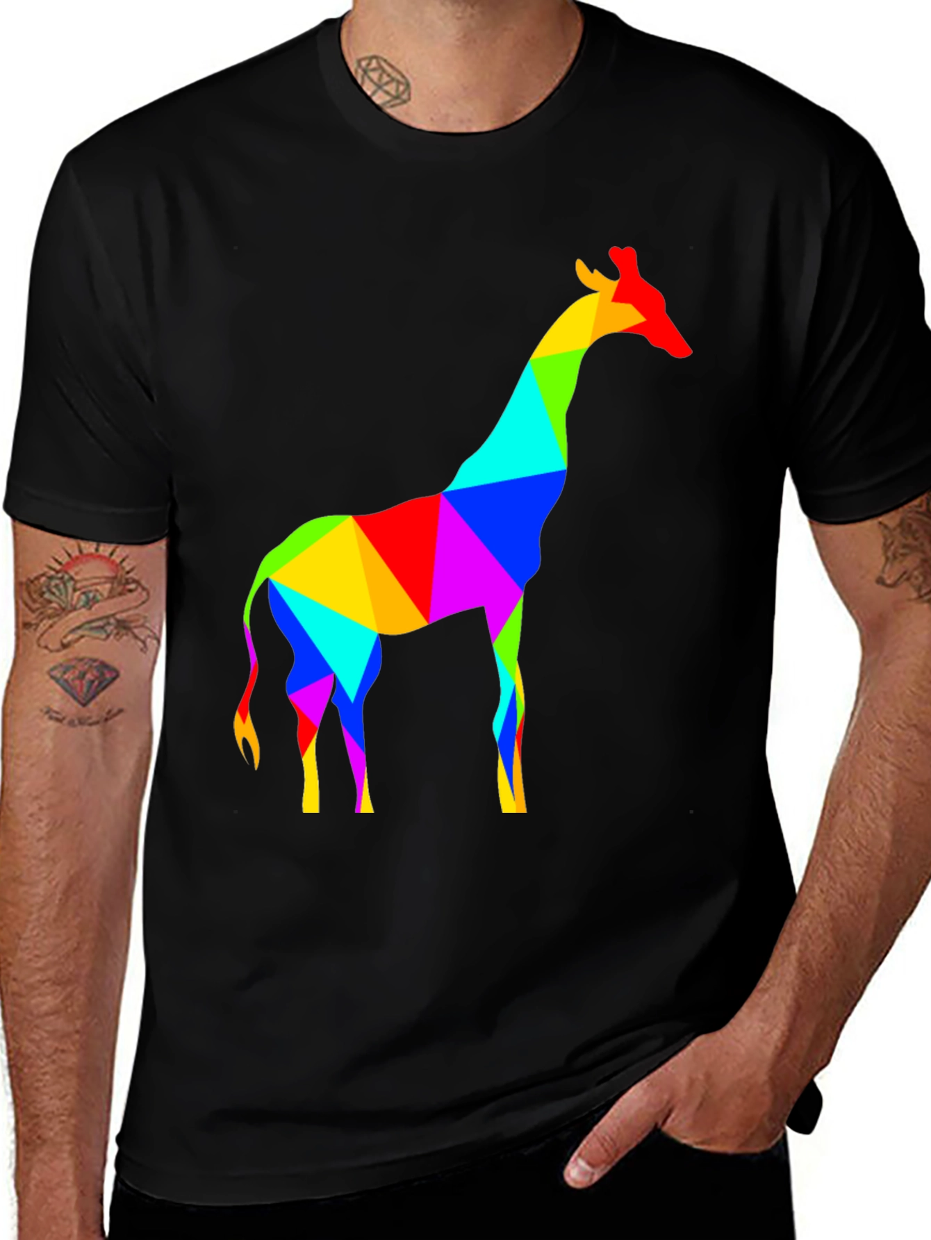 Variant 6 of Geometric Giraffe T-Shirt - Modern Art Tee