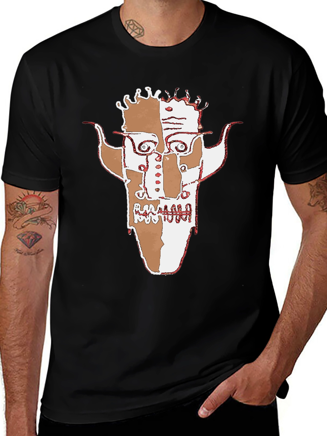 Variant 30 of Abstract Face Graphic Black T-Shirt