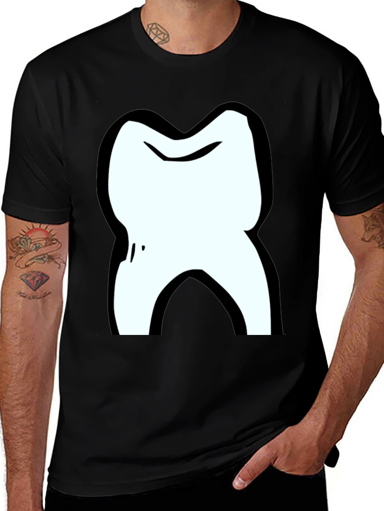 Variant 10 of Cartoon Tooth Black T-Shirt