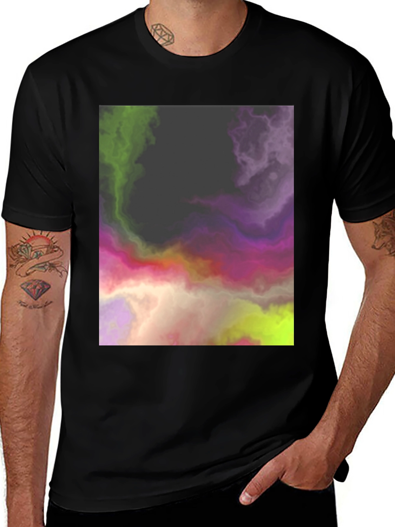 Variant 18 of Abstract Color Cloud Black T-Shirt