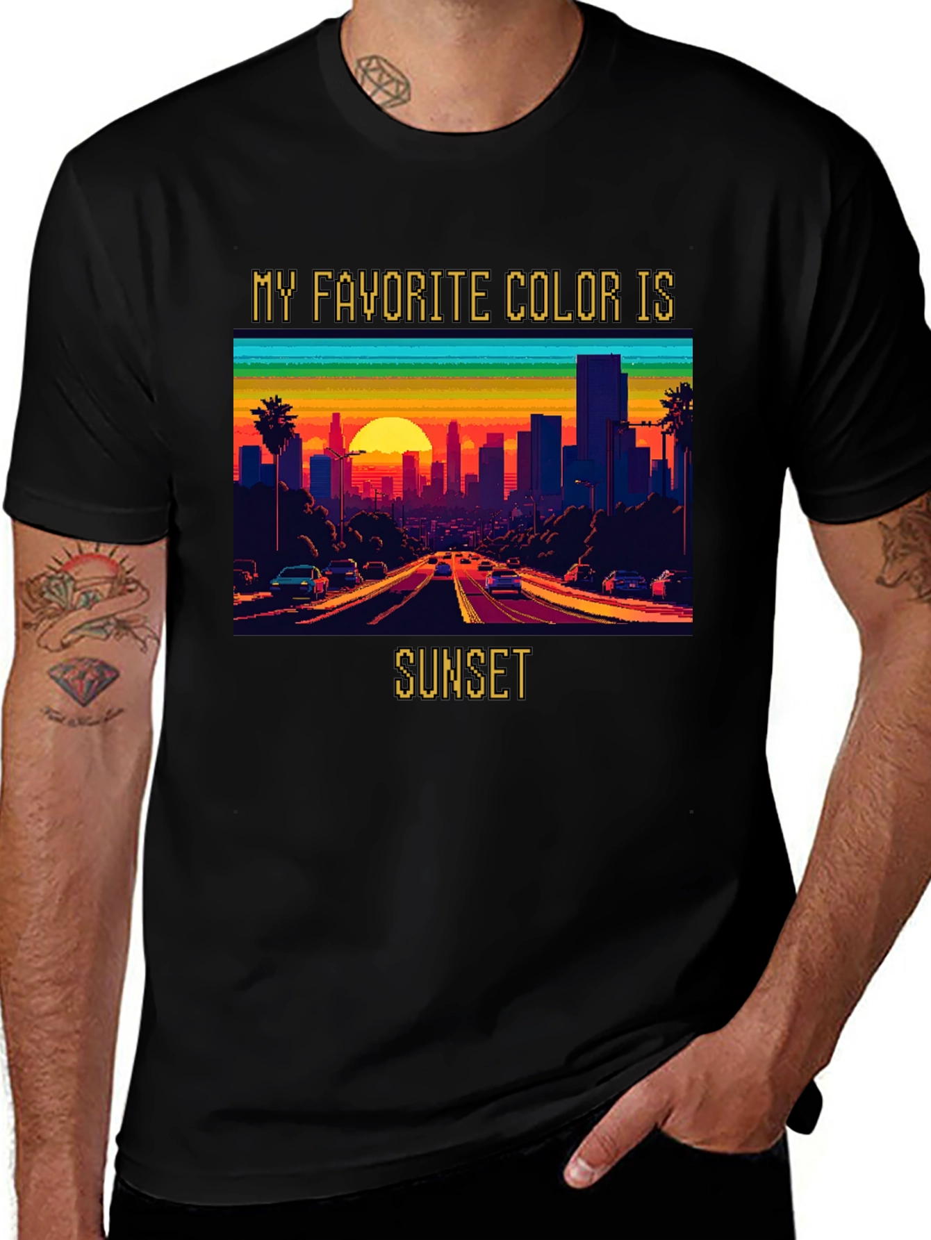 Variant 23 of Sunset Lover Tee - Retro Pixel Art Style