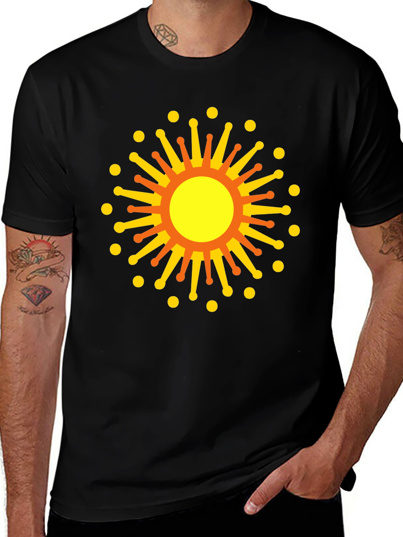 Variant 24 of Black Graphic Tee with Sun Design