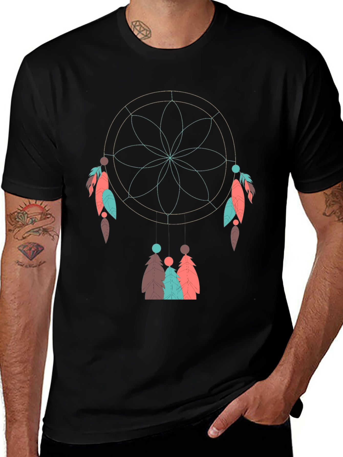 Variant 29 of Dreamcatcher Graphic Tee - Black Cotton Blend