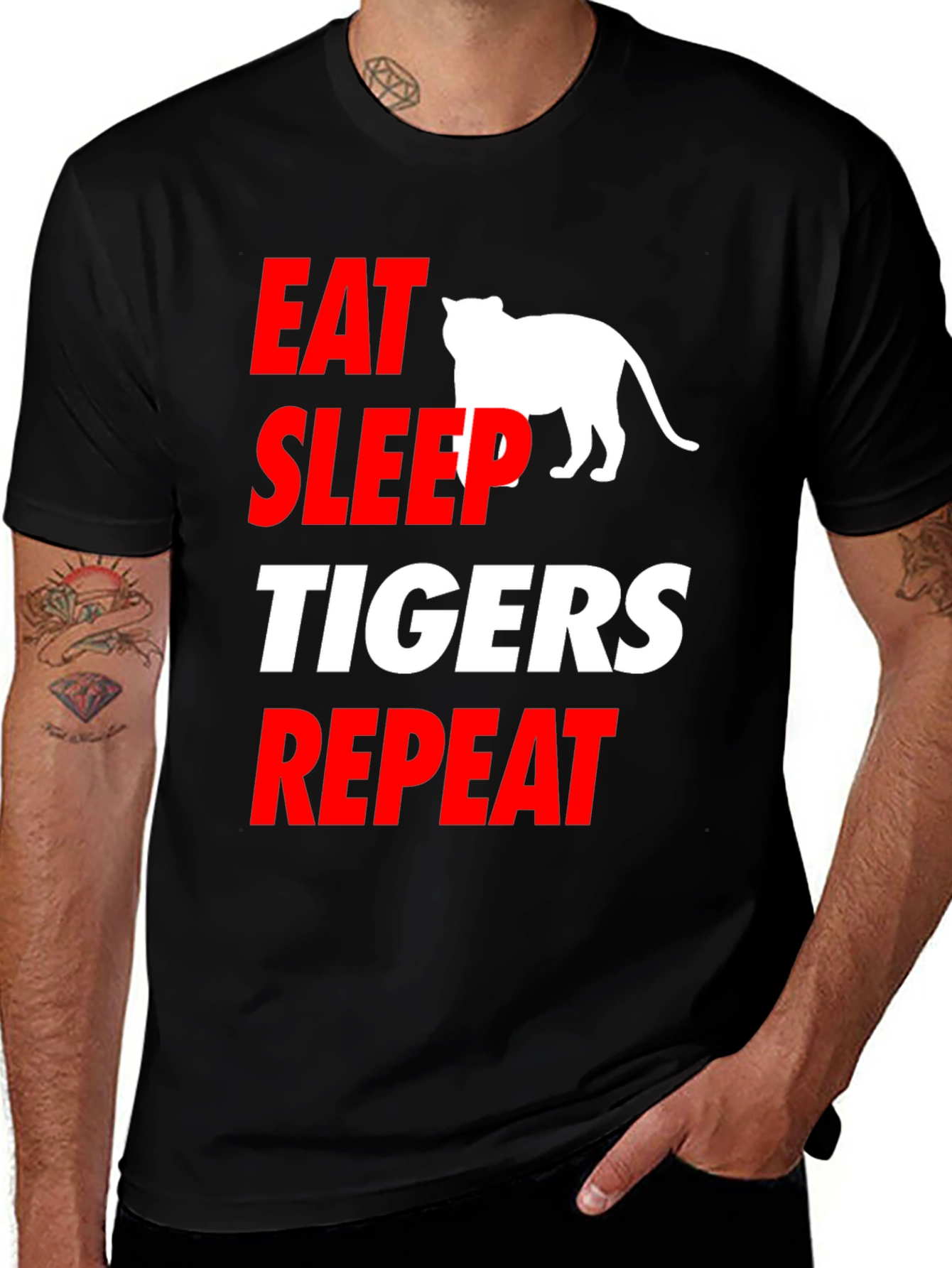 Variant 29 of Eat Sleep Tigers Repeat Black T-Shirt