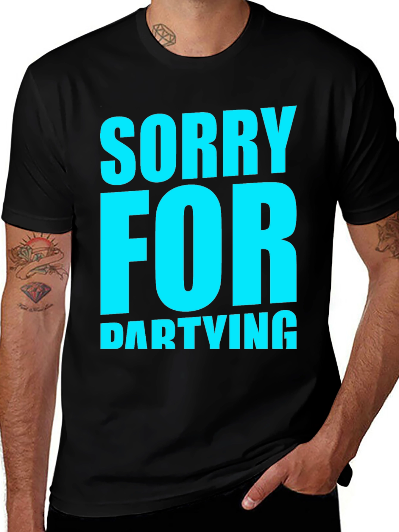 Variant 15 of Sorry For Partying Black Graphic Tee