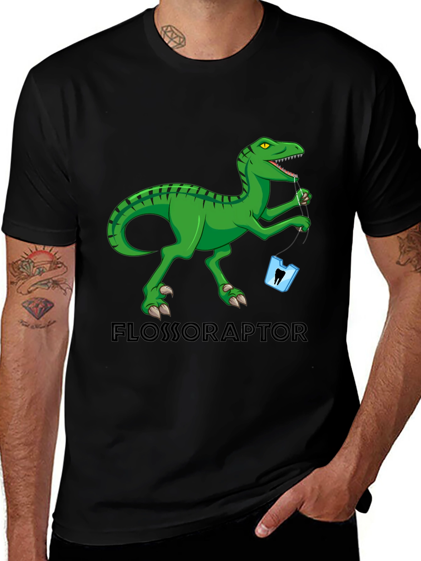 Variant 11 of Flossoraptor T-Shirt: Dental Humor Tee