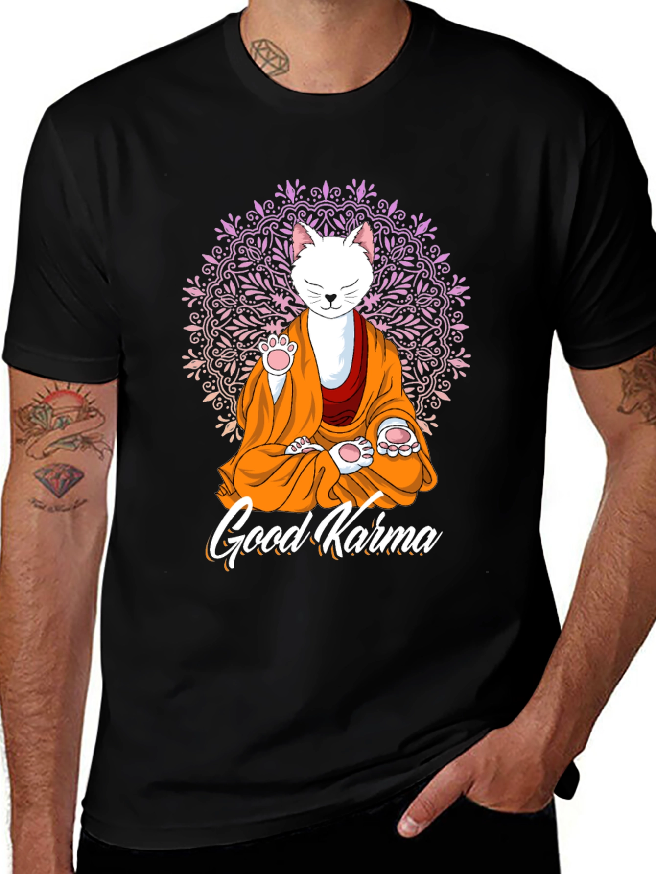 Variant 28 of Good Karma Cat T-Shirt - Meditating Feline Tee