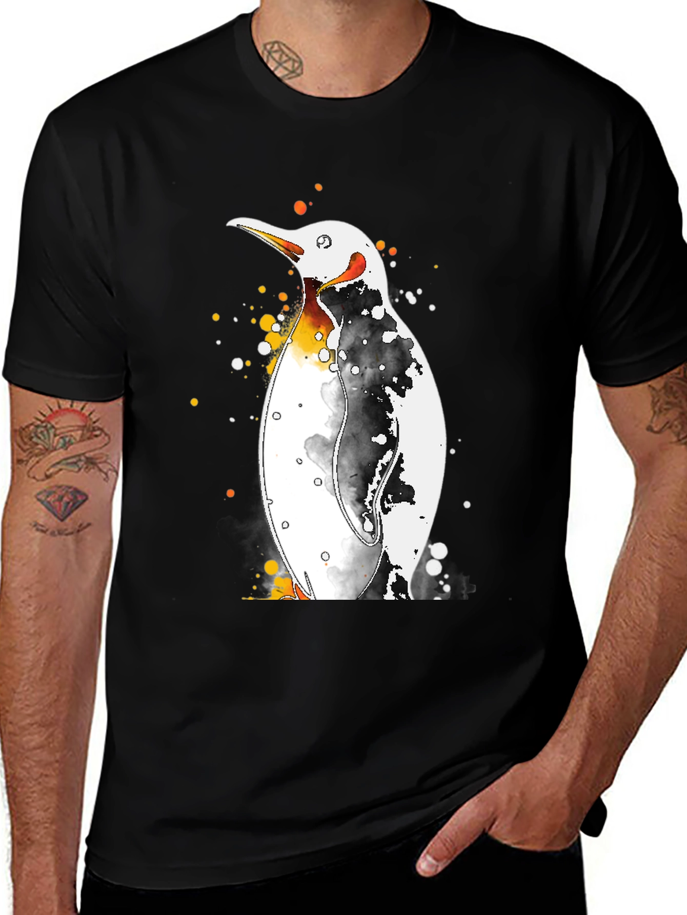 Variant 13 of Penguin Watercolor Graphic T-Shirt - Black