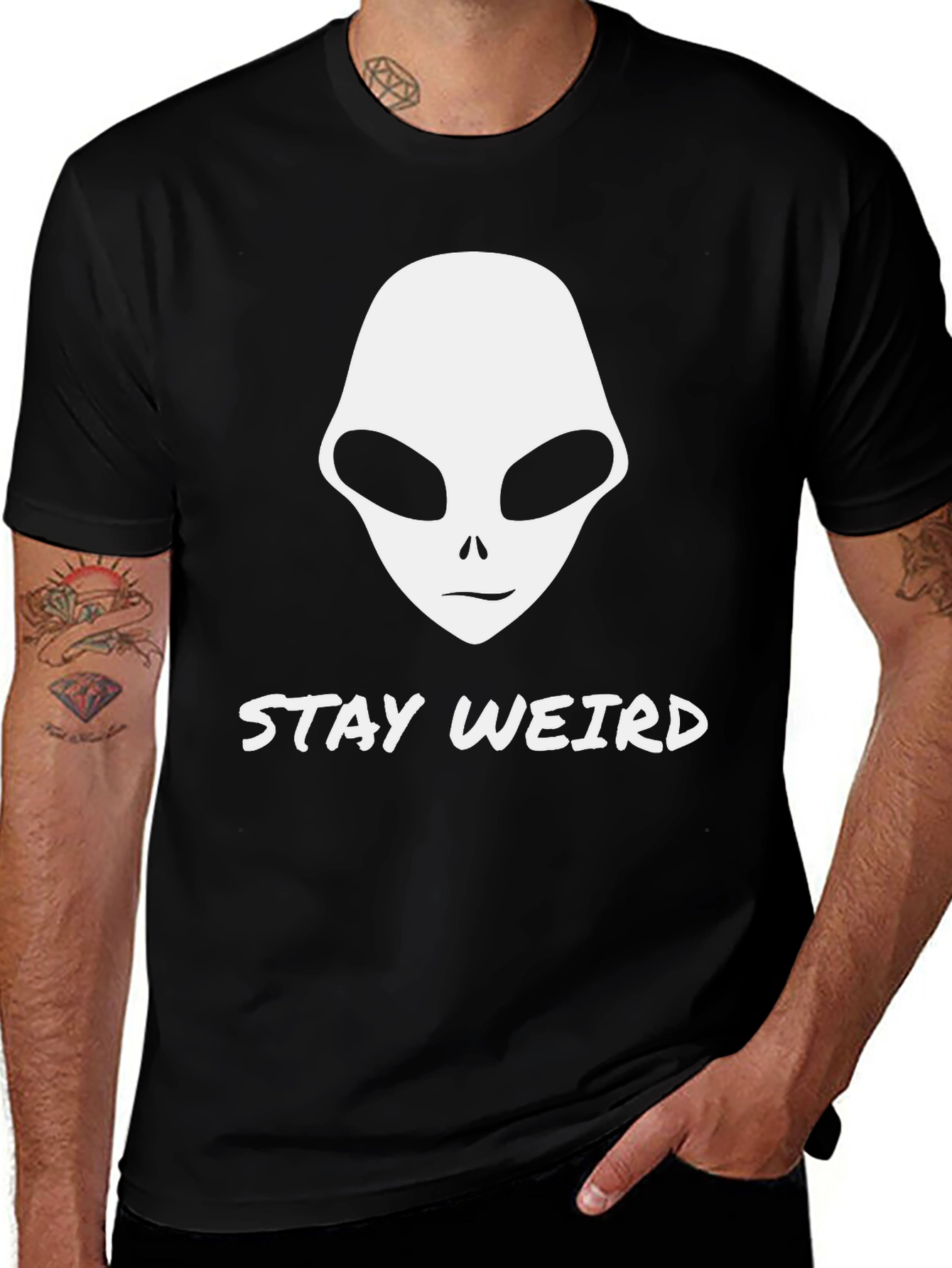 Variant 4 of Stay Weird Alien Graphic Tee - Black