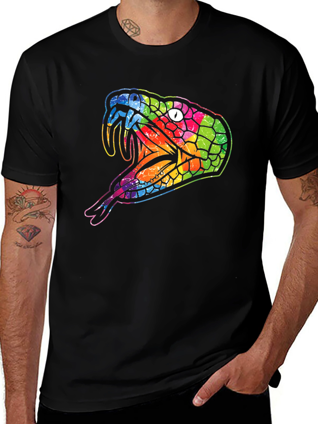 Variant 21 of Psychedelic Snake Graphic Tee - Vivid Viper Design