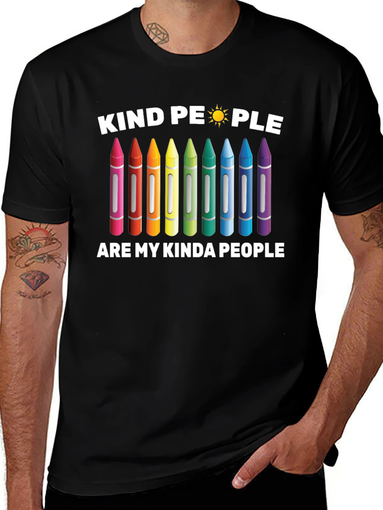 Black Kind People Crayon Graphic T-Shirt main image