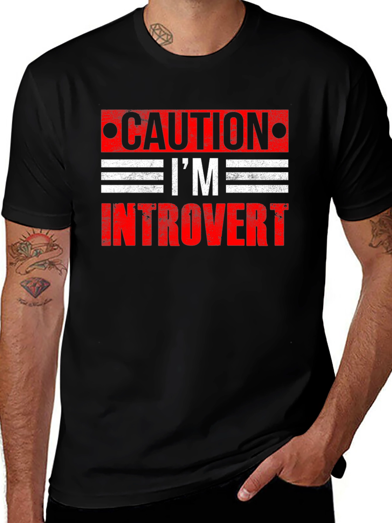 Variant 7 of Caution I'm Introvert Graphic T-Shirt