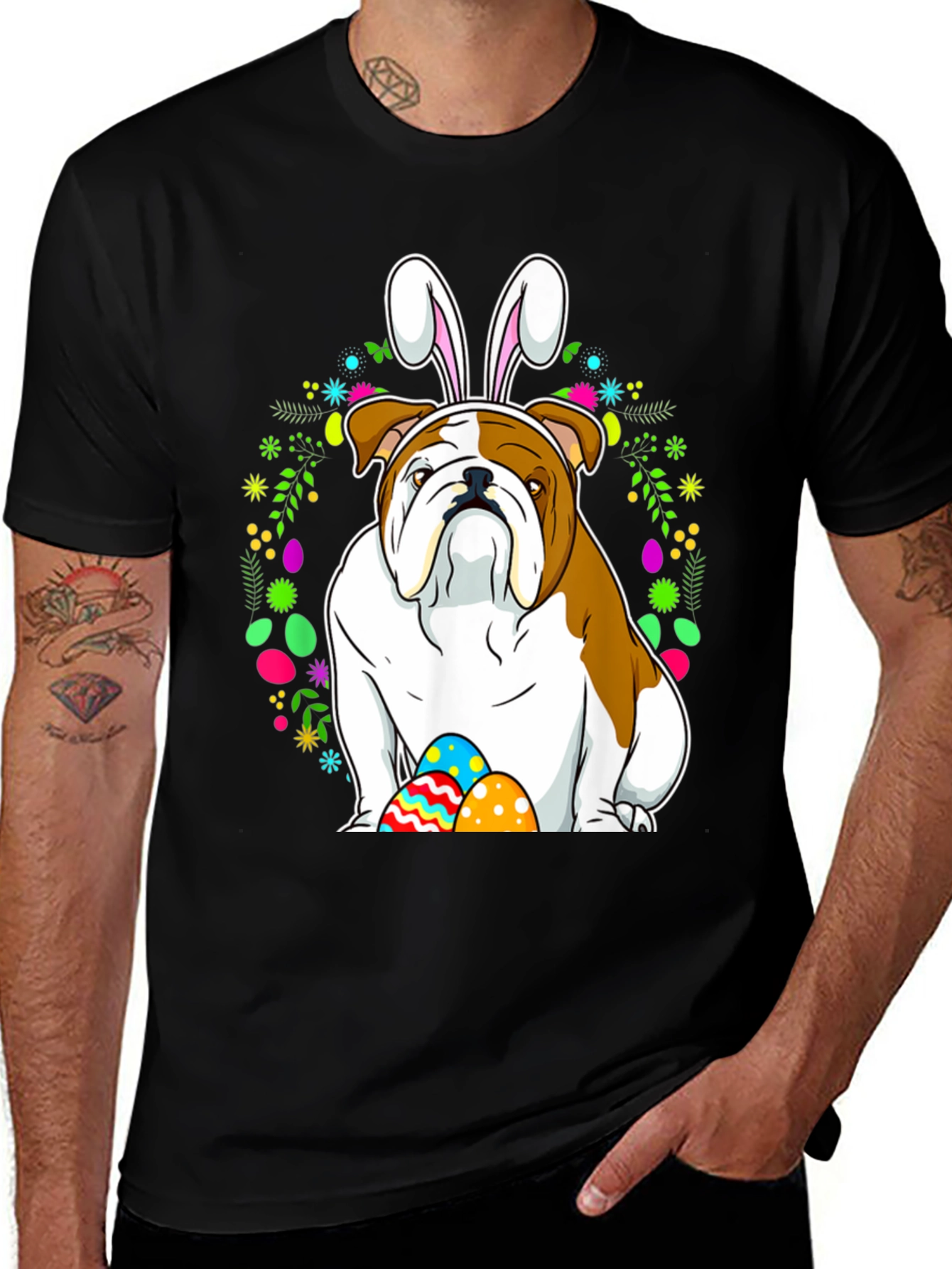 Bulldog Easter Bunny T-Shirt - Festive Dog Lover Tee