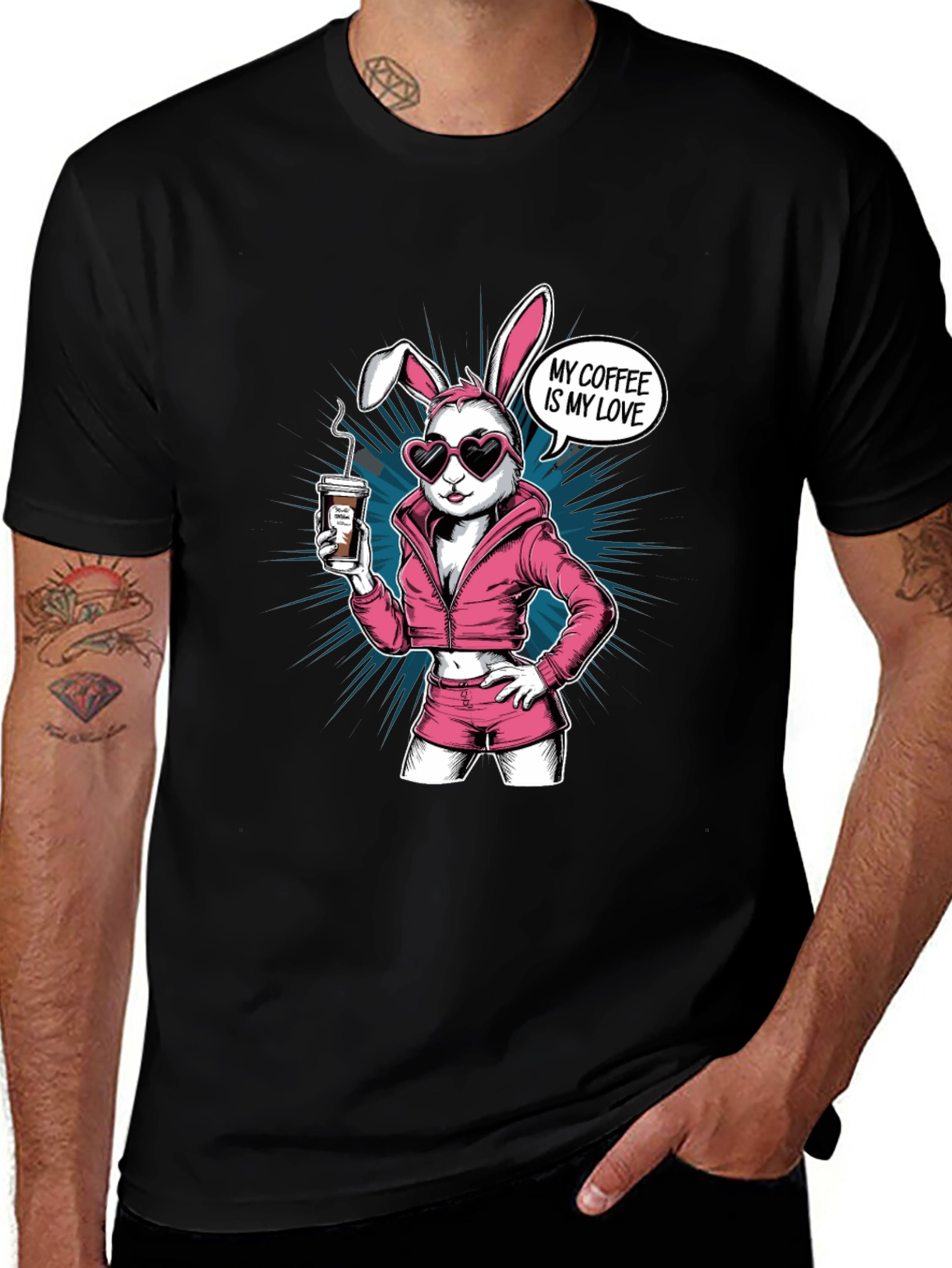Variant 9 of Coffee Bunny T-Shirt - My Coffee is My Love