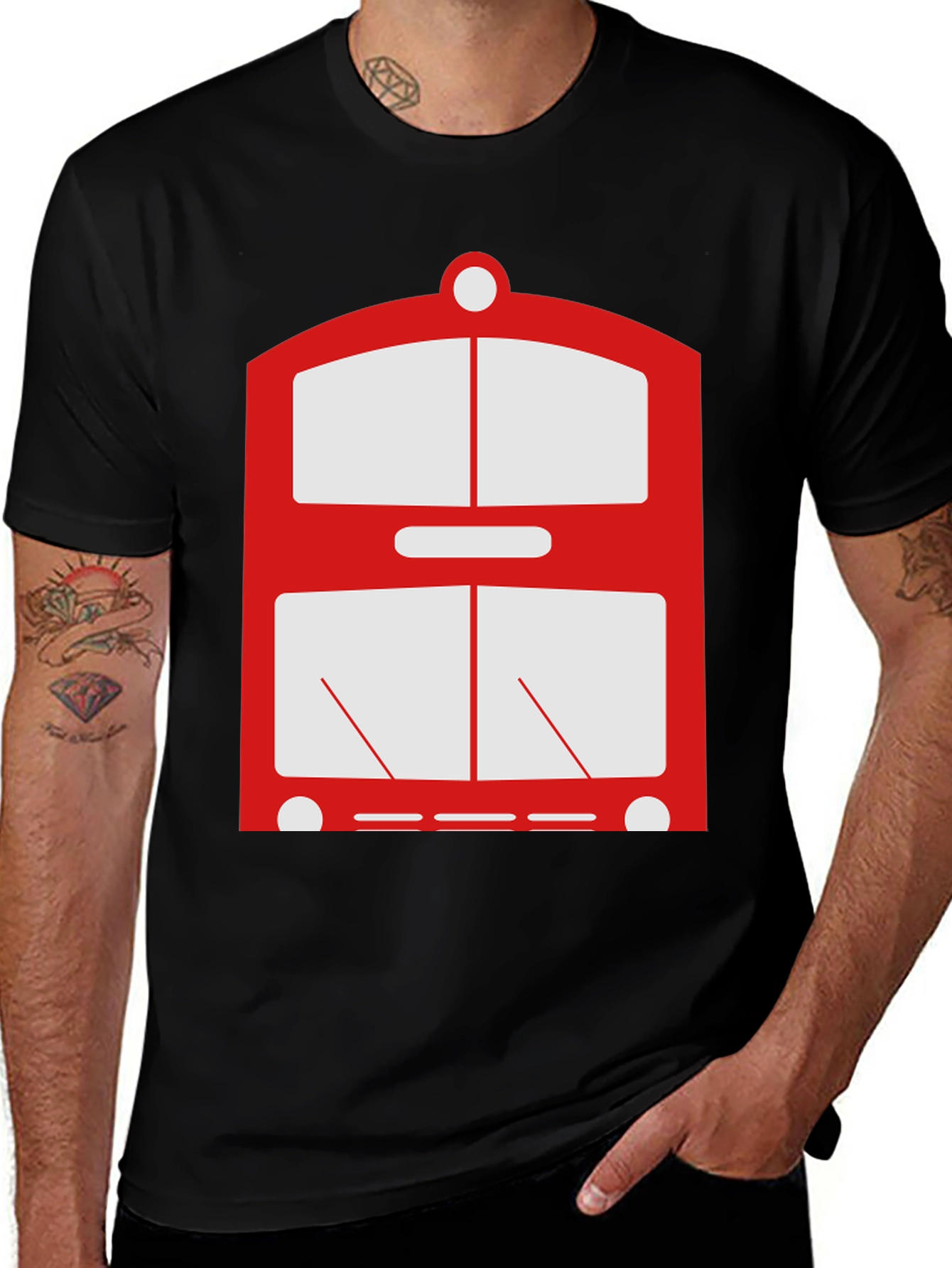 Variant 5 of Retro Red Bus Graphic Tee - Classic Style