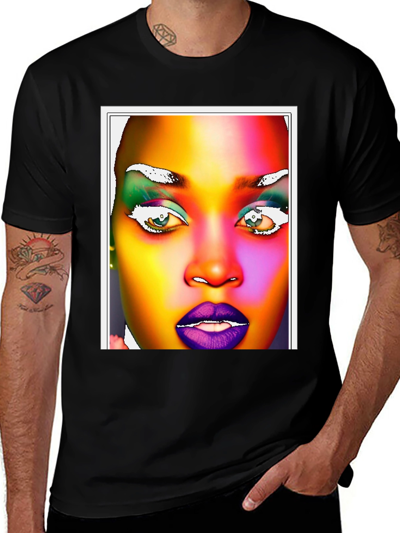 Variant 15 of Abstract Woman Graphic Tee - Vivid Colors, Stylish Design