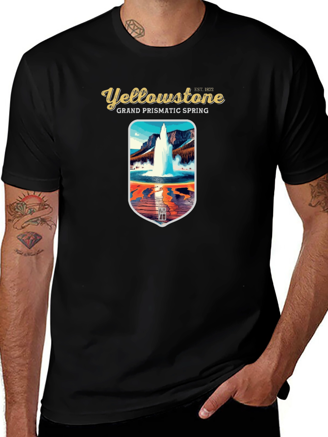 Variant 25 of Yellowstone Grand Prismatic Spring Black Graphic T-Shirt
