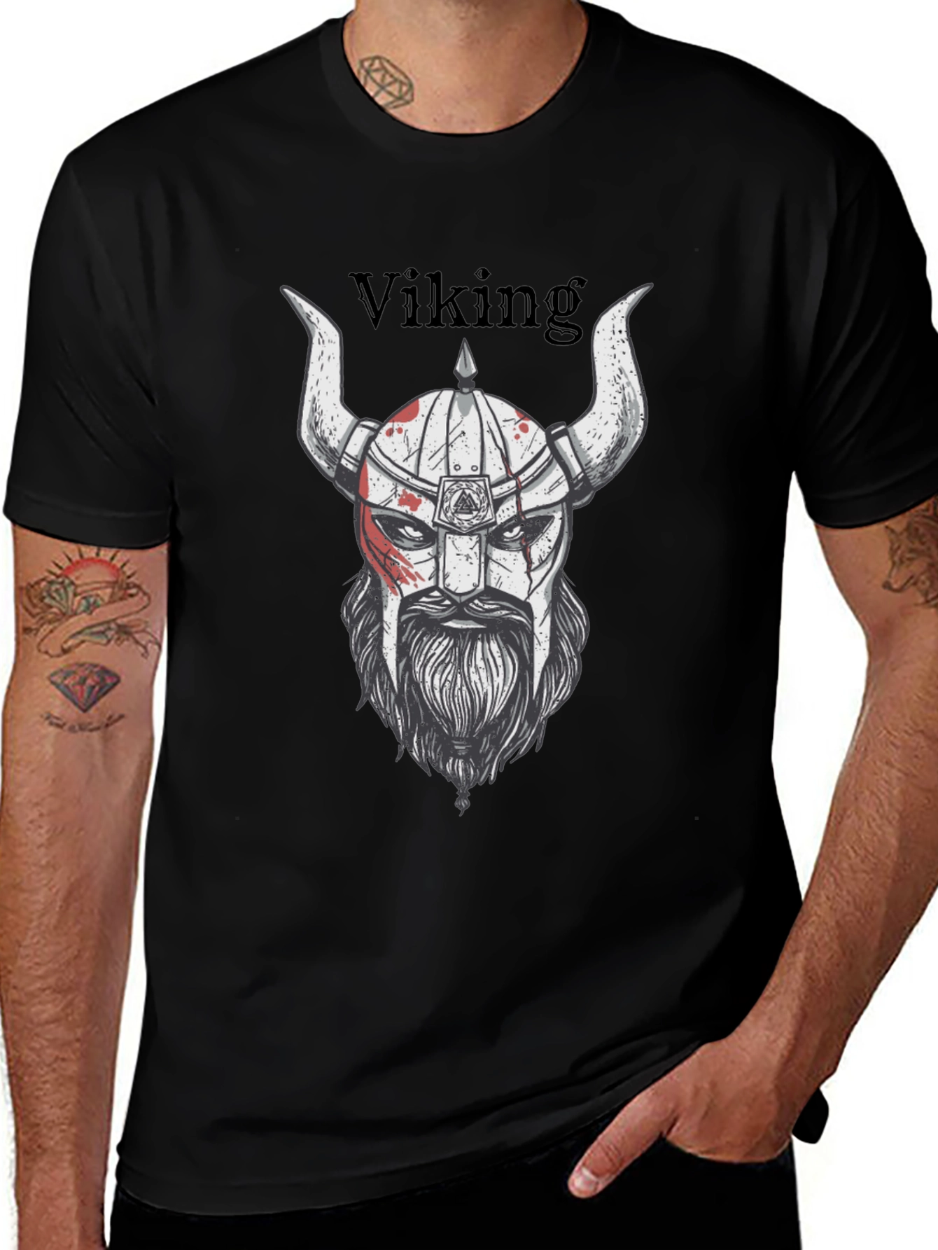 Viking Warrior Graphic T-Shirt - Black