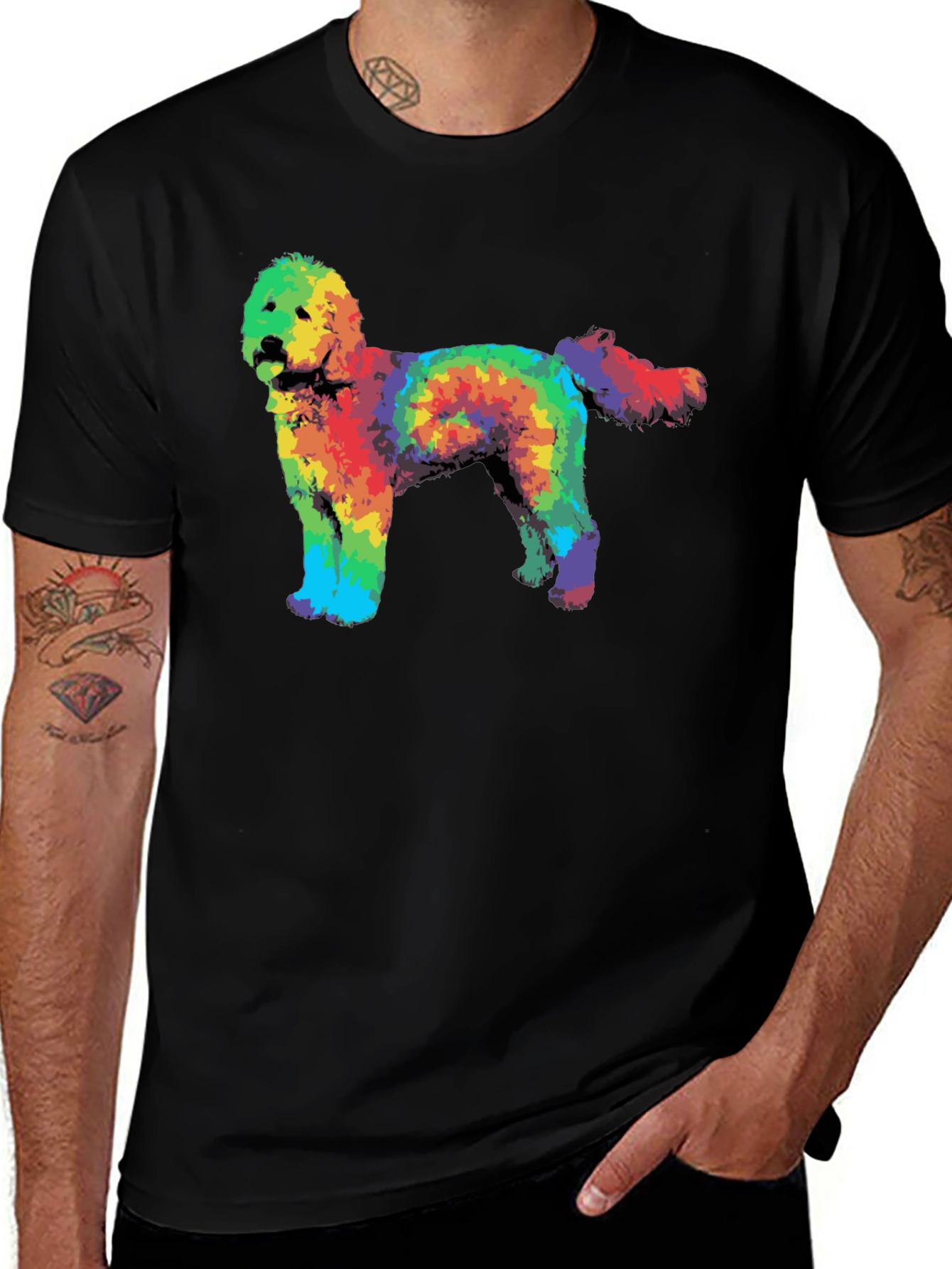 Variant 30 of Rainbow Tie-Dye Doodle Dog Graphic T-Shirt
