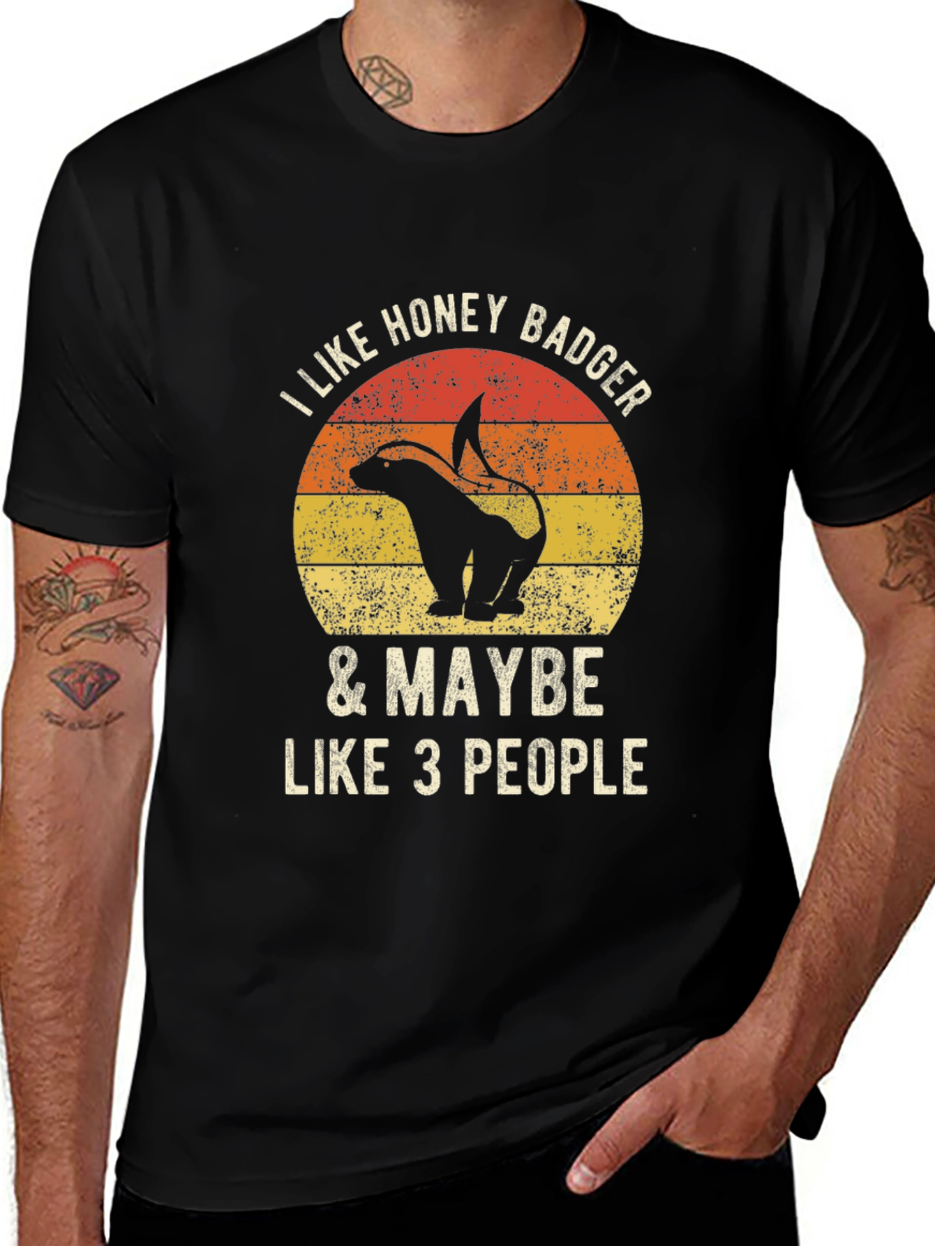 Variant 14 of Honey Badger Graphic Tee - I Like Honey Badger & Maybe Like 3 People