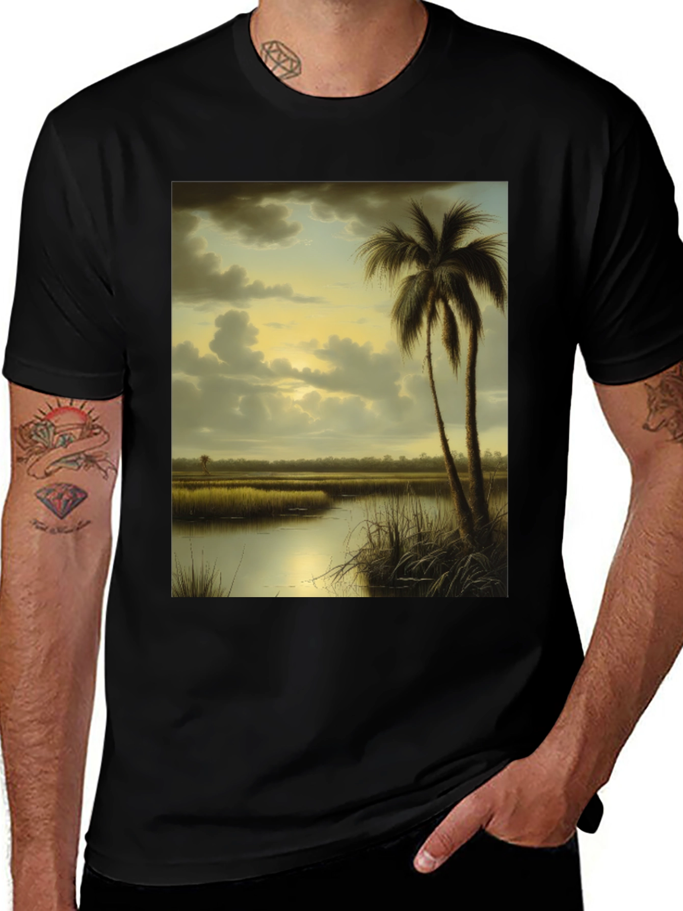 Black Tropical Marshland T-Shirt main image