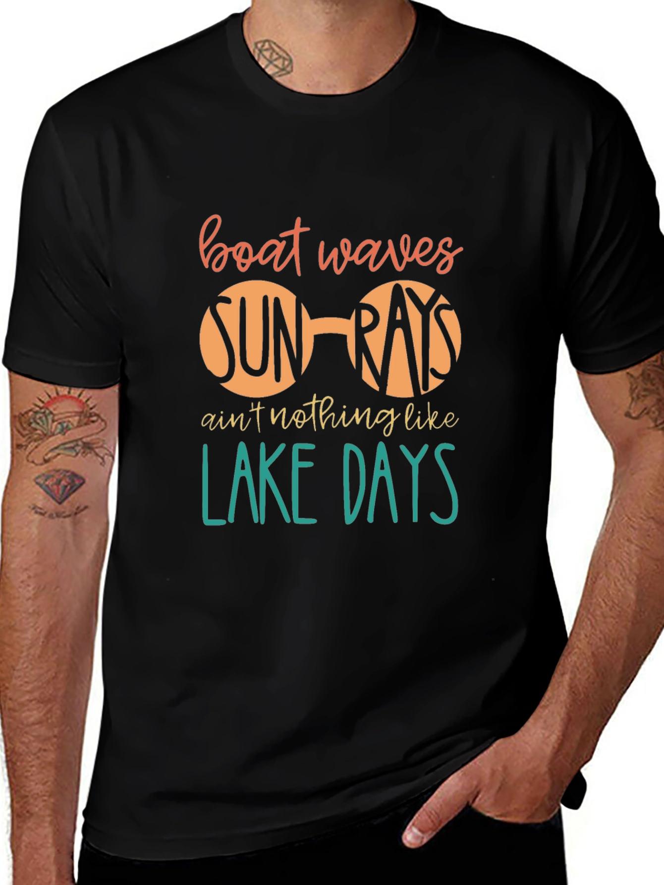 Variant 2 of Boat Waves Sun Rays Lake Days Graphic Tee