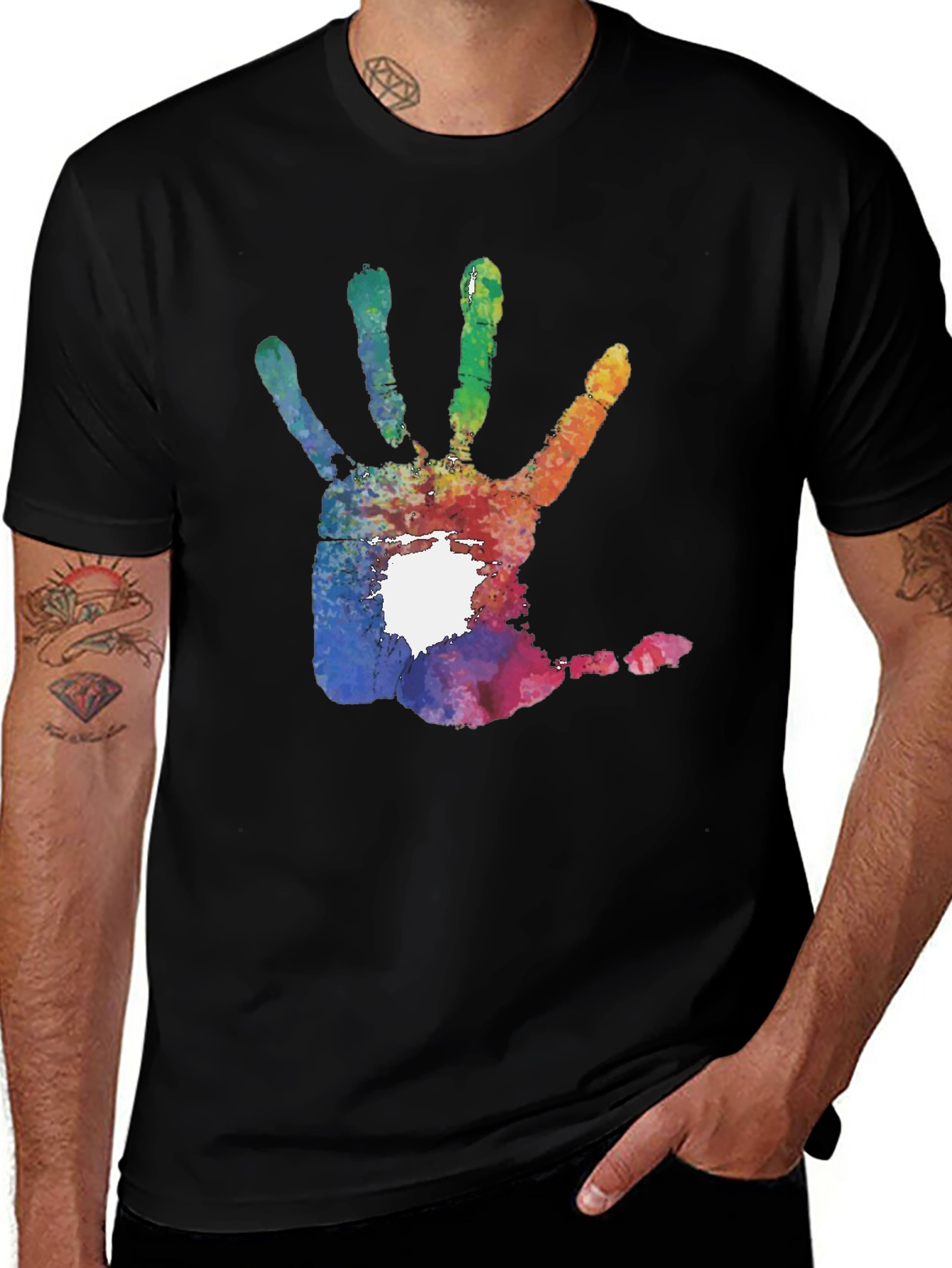 Variant 8 of Colorful Handprint Graphic T-Shirt