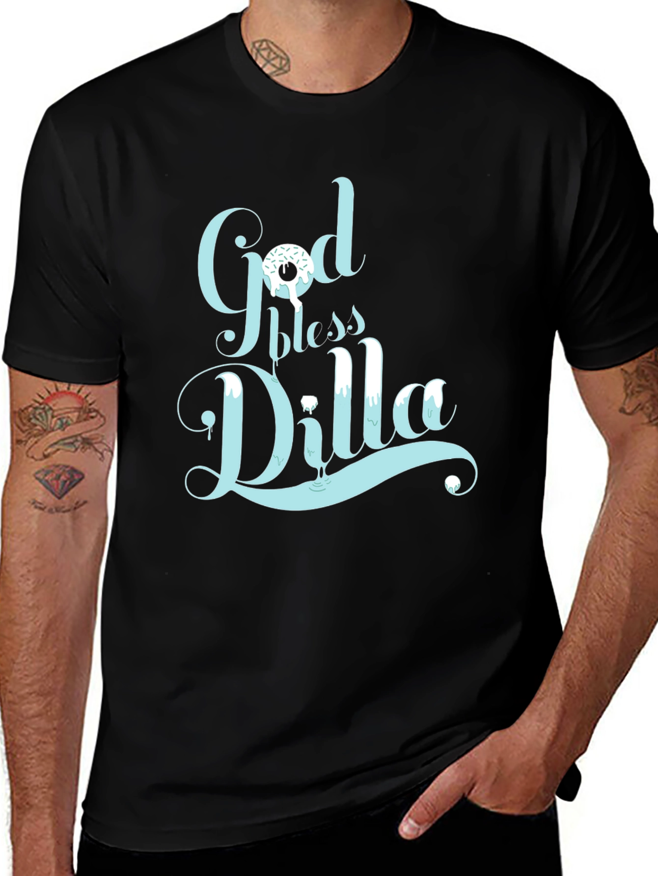 God Bless Dilla T-Shirt - Black Crew Neck Graphic Tee