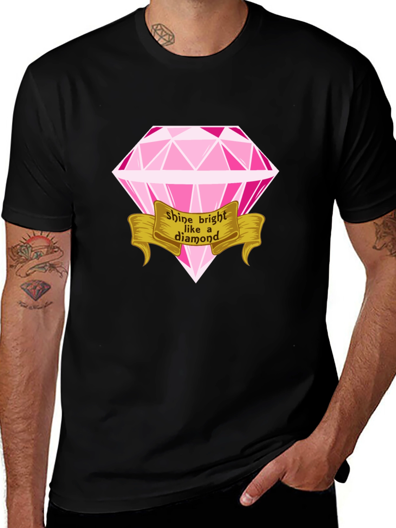 Variant 18 of Shine Bright Like a Diamond Graphic Tee - Black Cotton T-Shirt