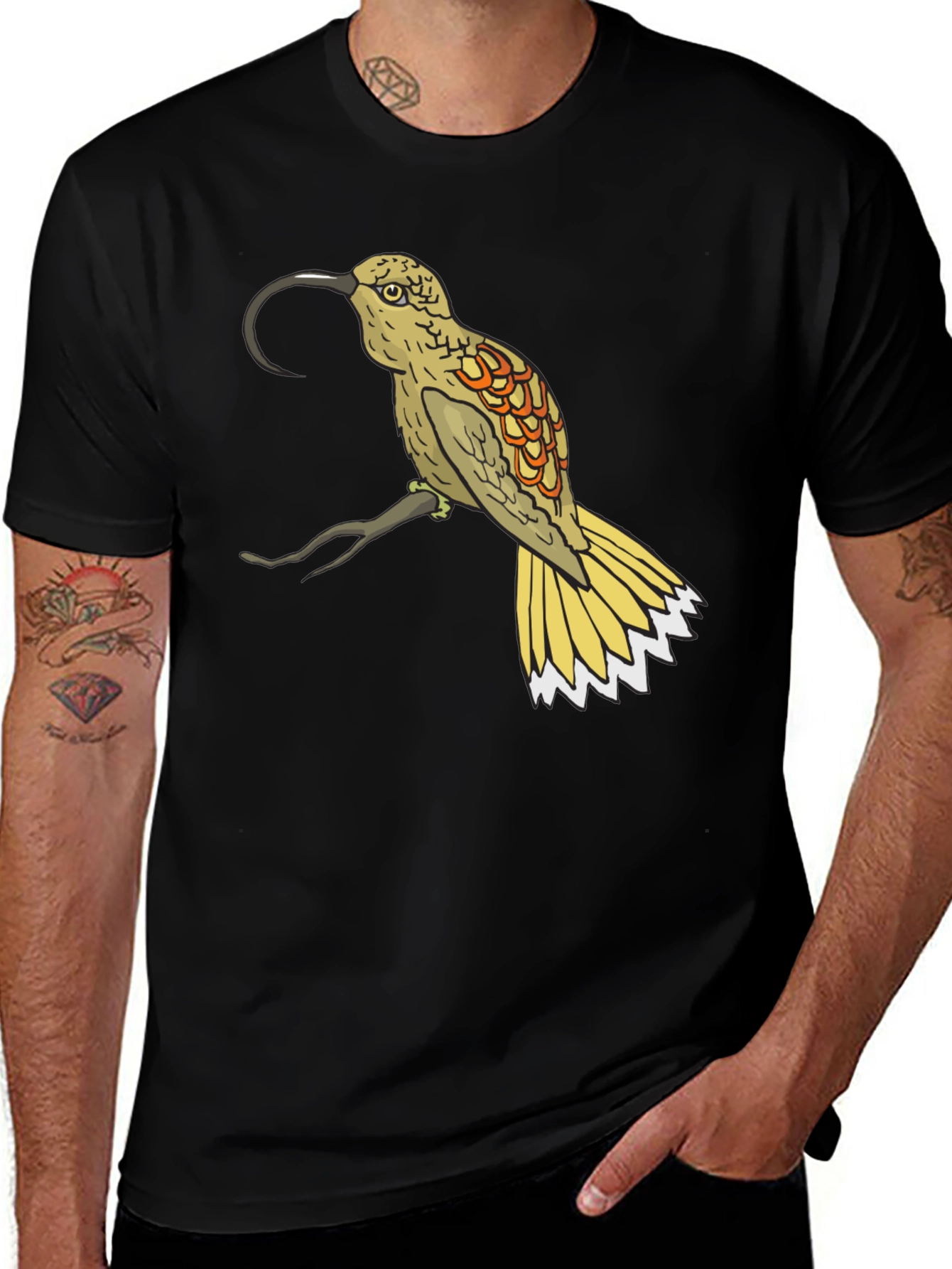 Hummingbird Perch Graphic Tee - Black