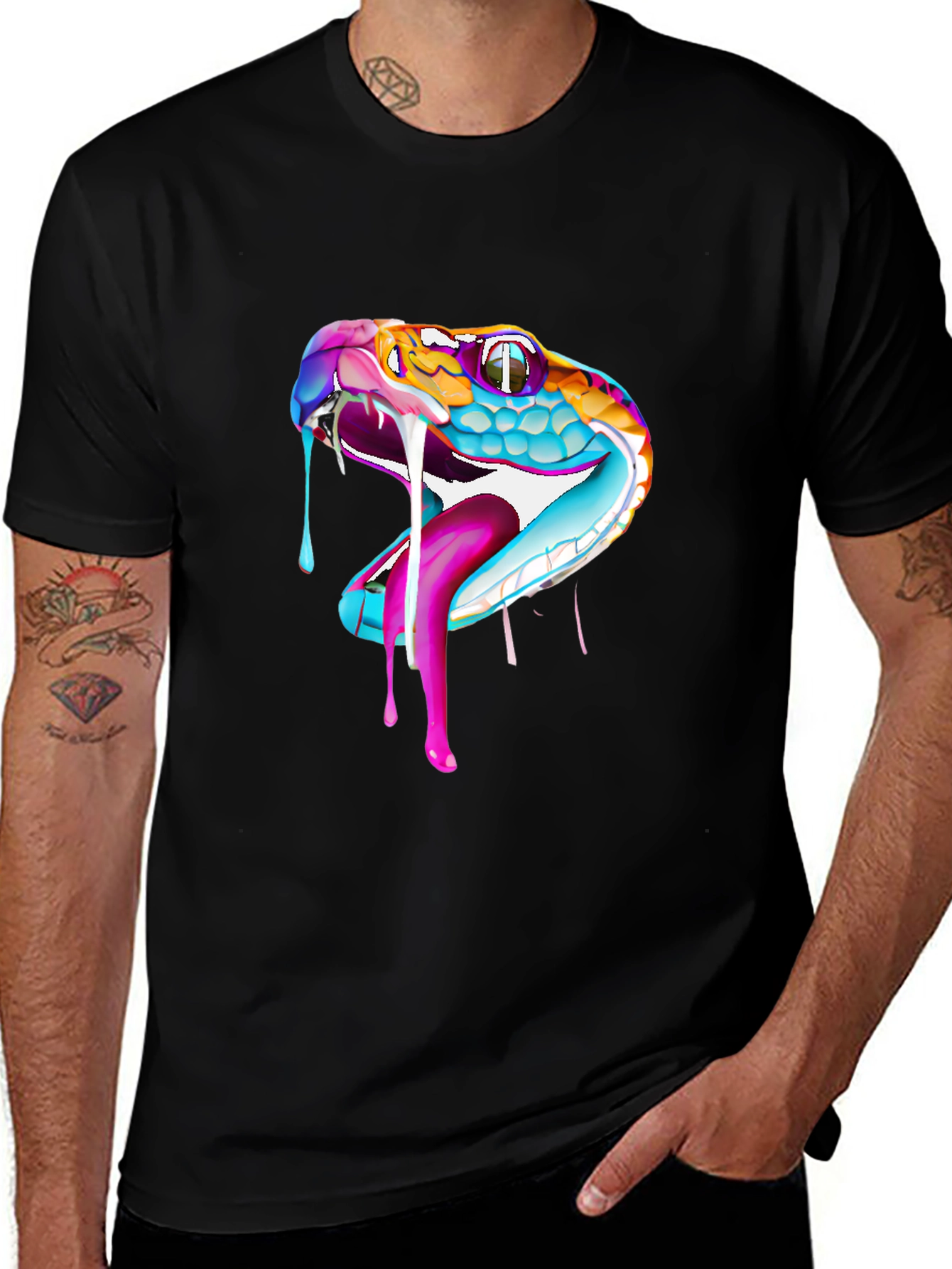 Variant 8 of Psychedelic Snake Graphic Tee - Vibrant Black T-Shirt
