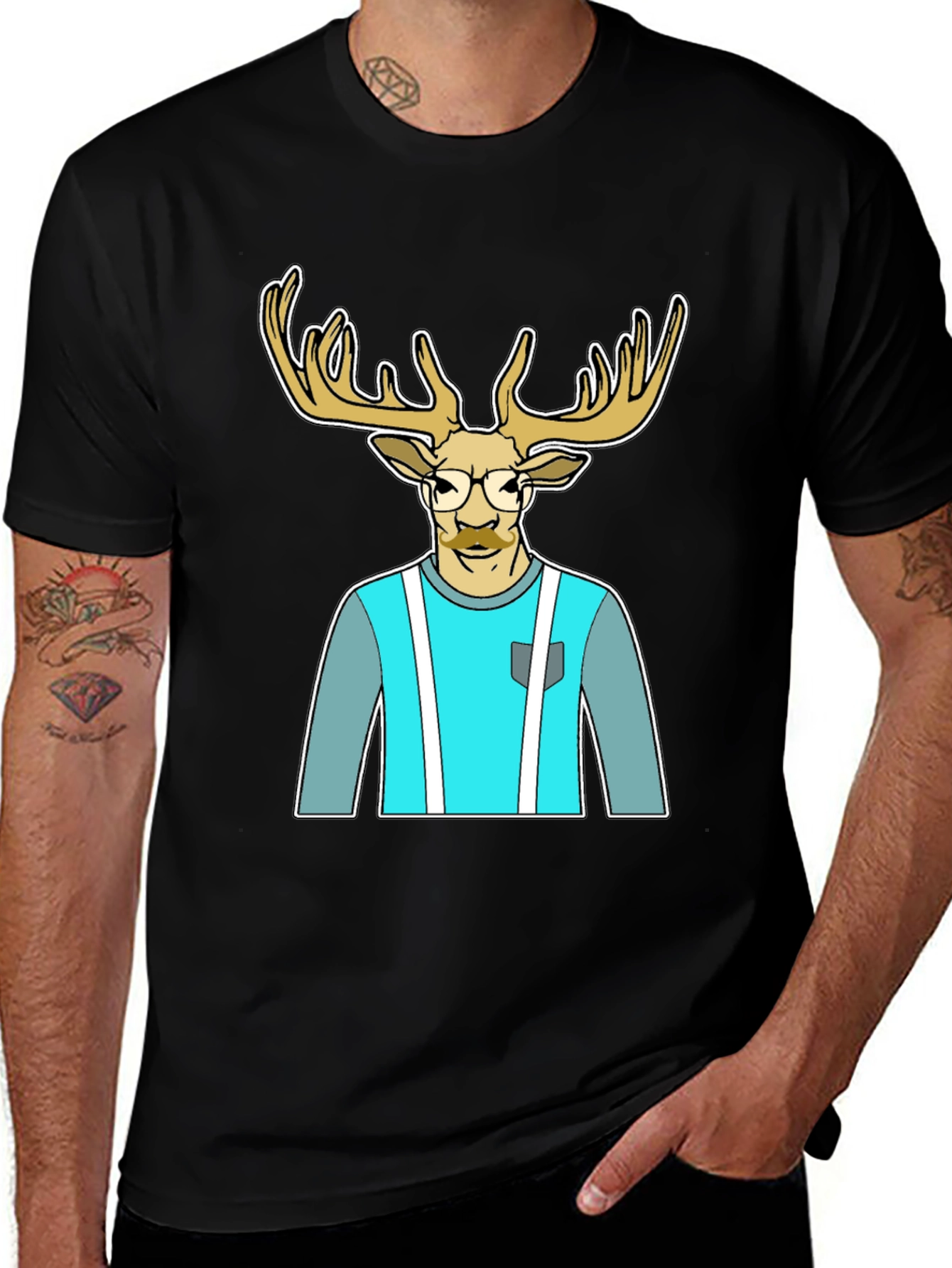 Variant 25 of Hipster Deer Graphic Tee - Unique Animal Design T-Shirt