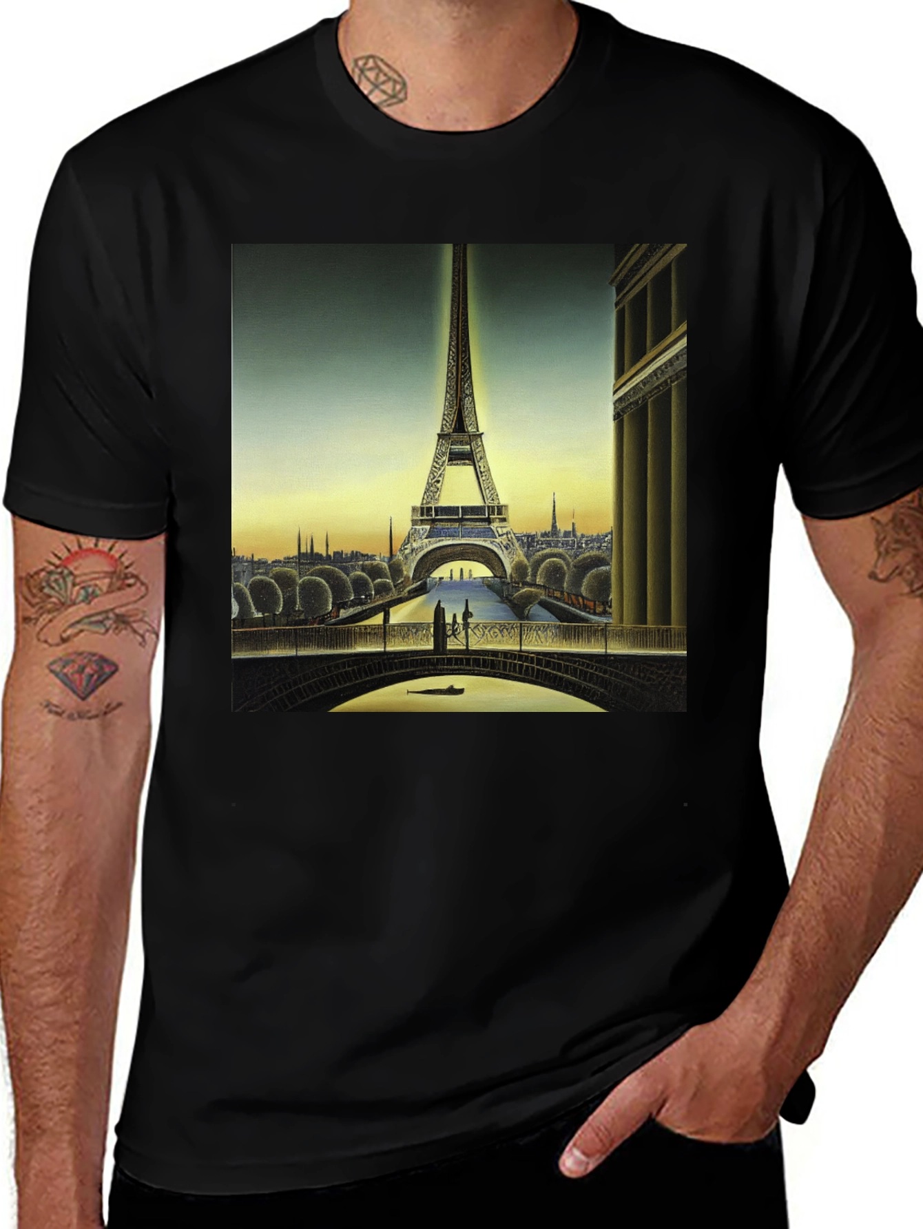 Paris Eiffel Tower Graphic Tee - Classic Black T-Shirt