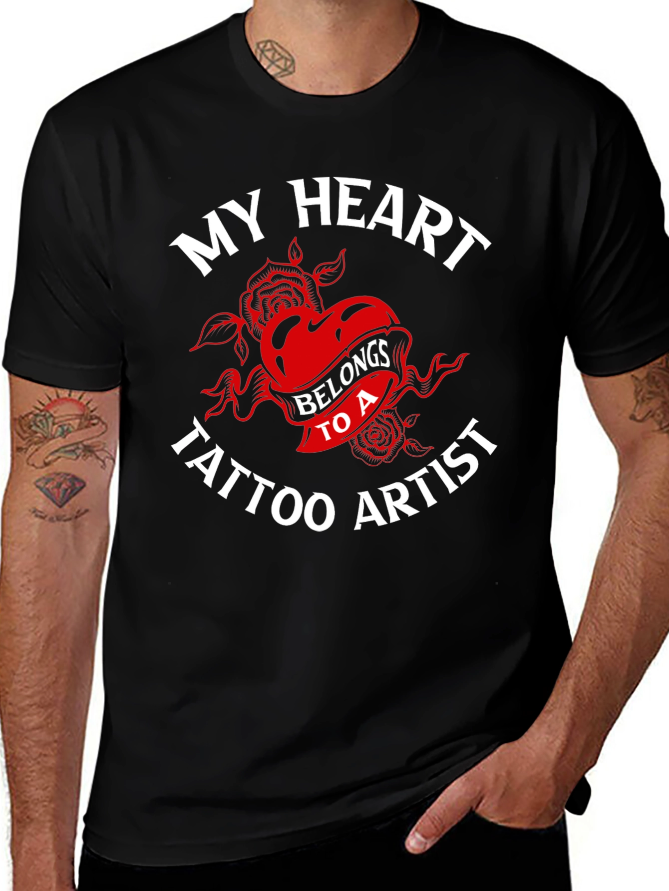 Variant 8 of My Heart Belongs to a Tattoo Artist Black T-Shirt